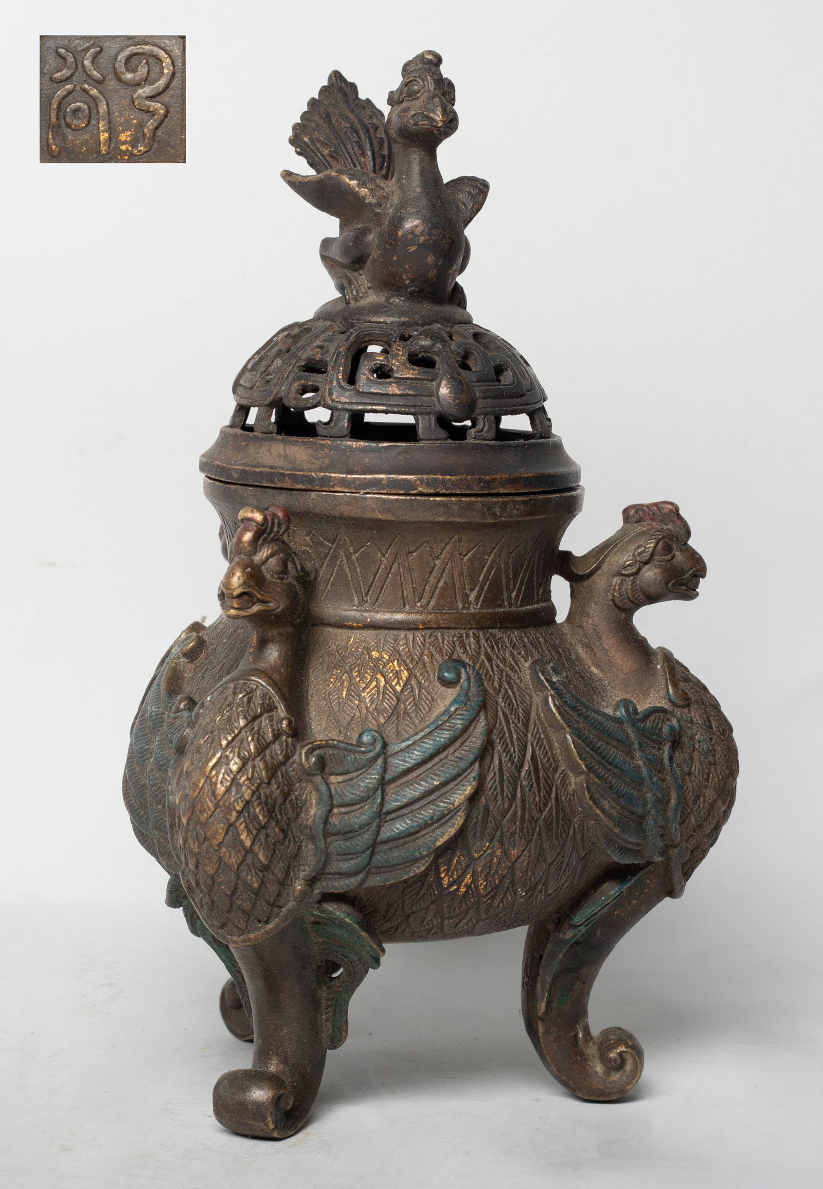 Vintage Chinese Export Painted Bronze Censer (1 of 11)