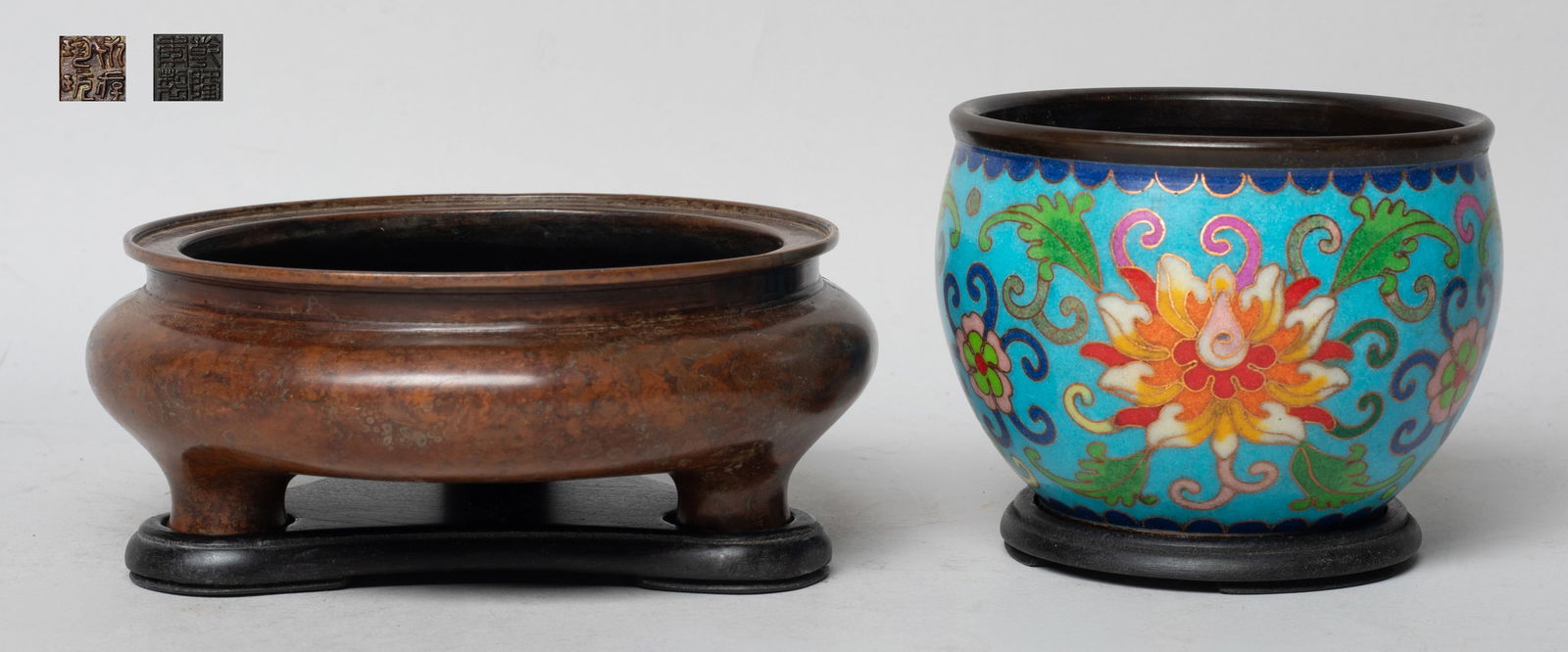 Chinese Bronze & Cloisonne Cabinet Censer (1 of 8)