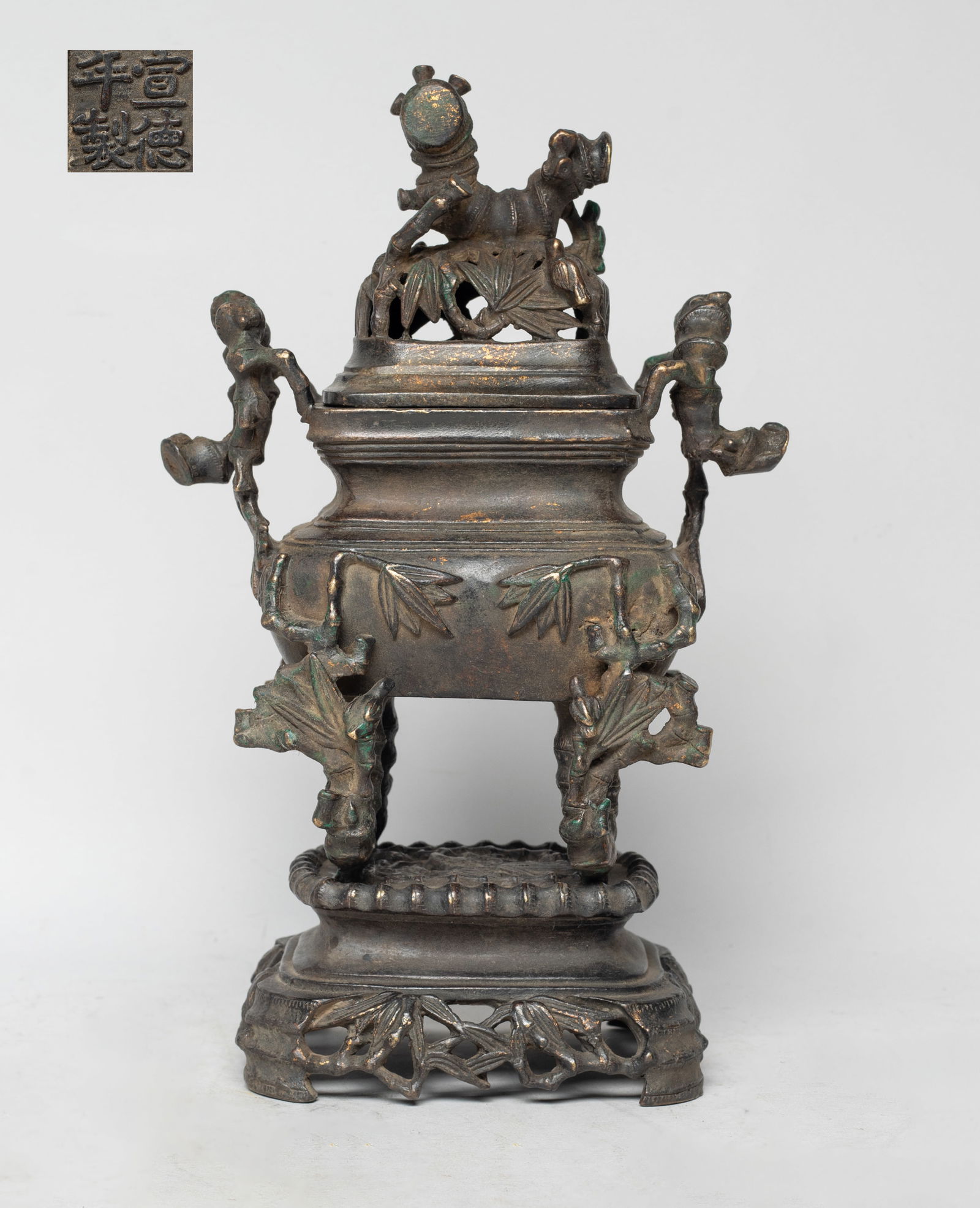 Chinese Painted Bronze Covered Censer (1 of 13)