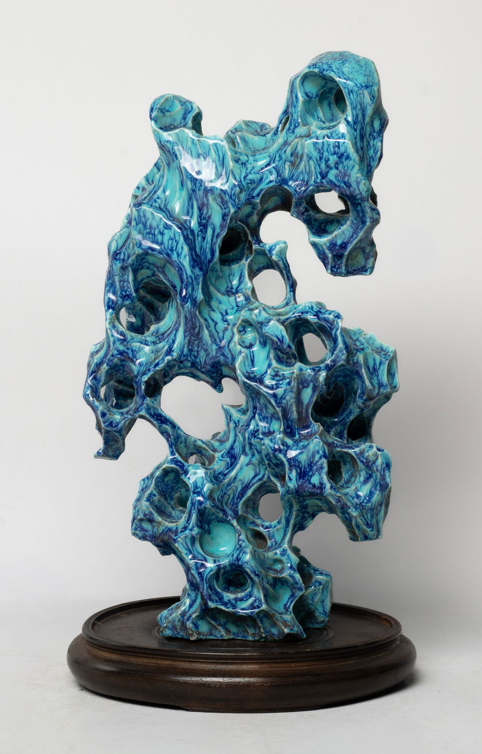 Chinese Flambe Glazed Porcelain Sculpture on Stand (1 of 12)
