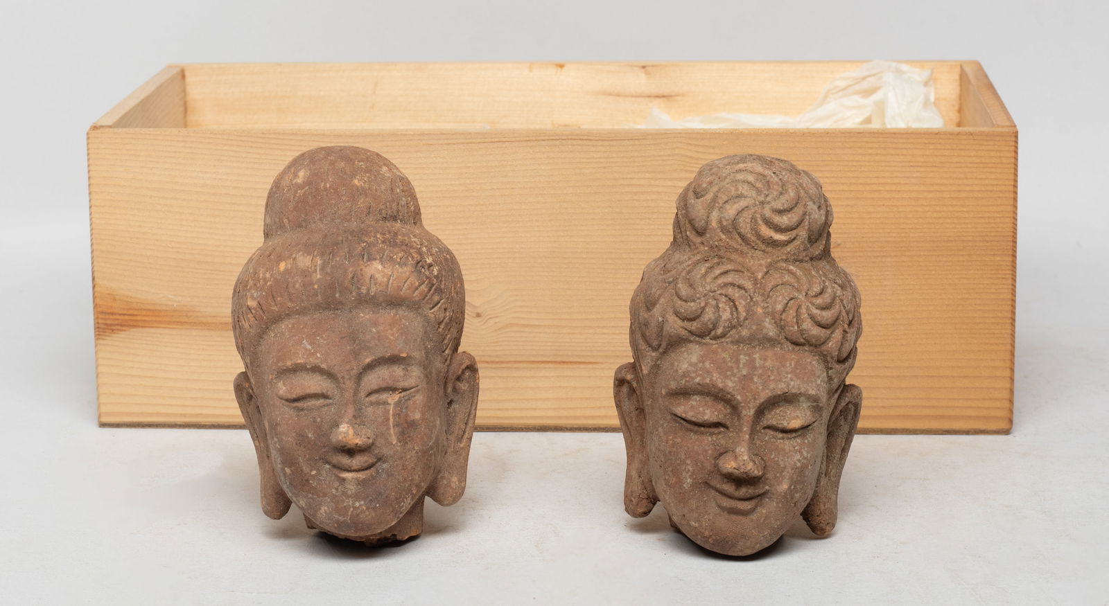 Two Rare Chinese Pottery Buddha Head (1 of 10)