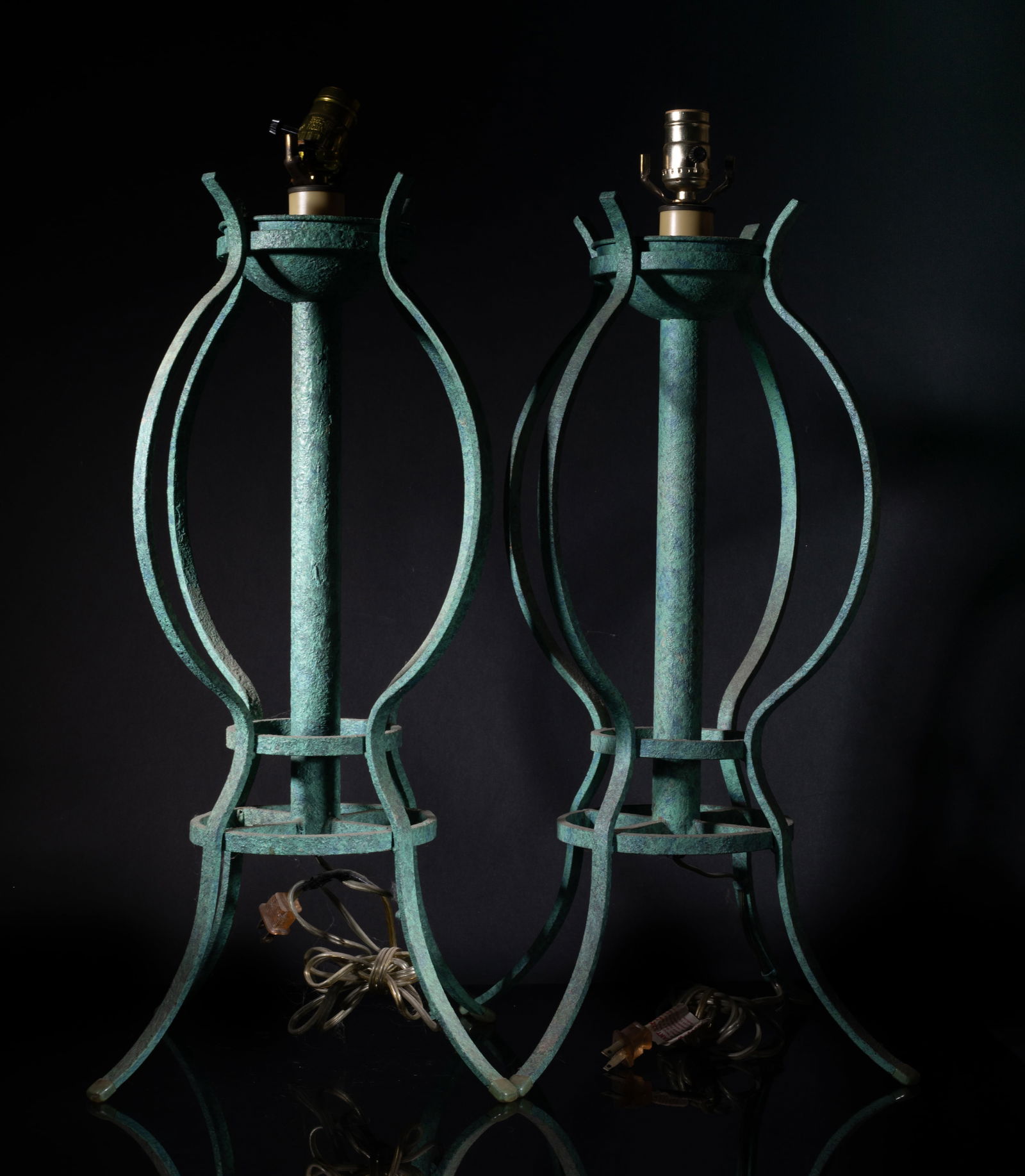 Two Tall Designed Mid-century Bronze Lamps (1 of 17)