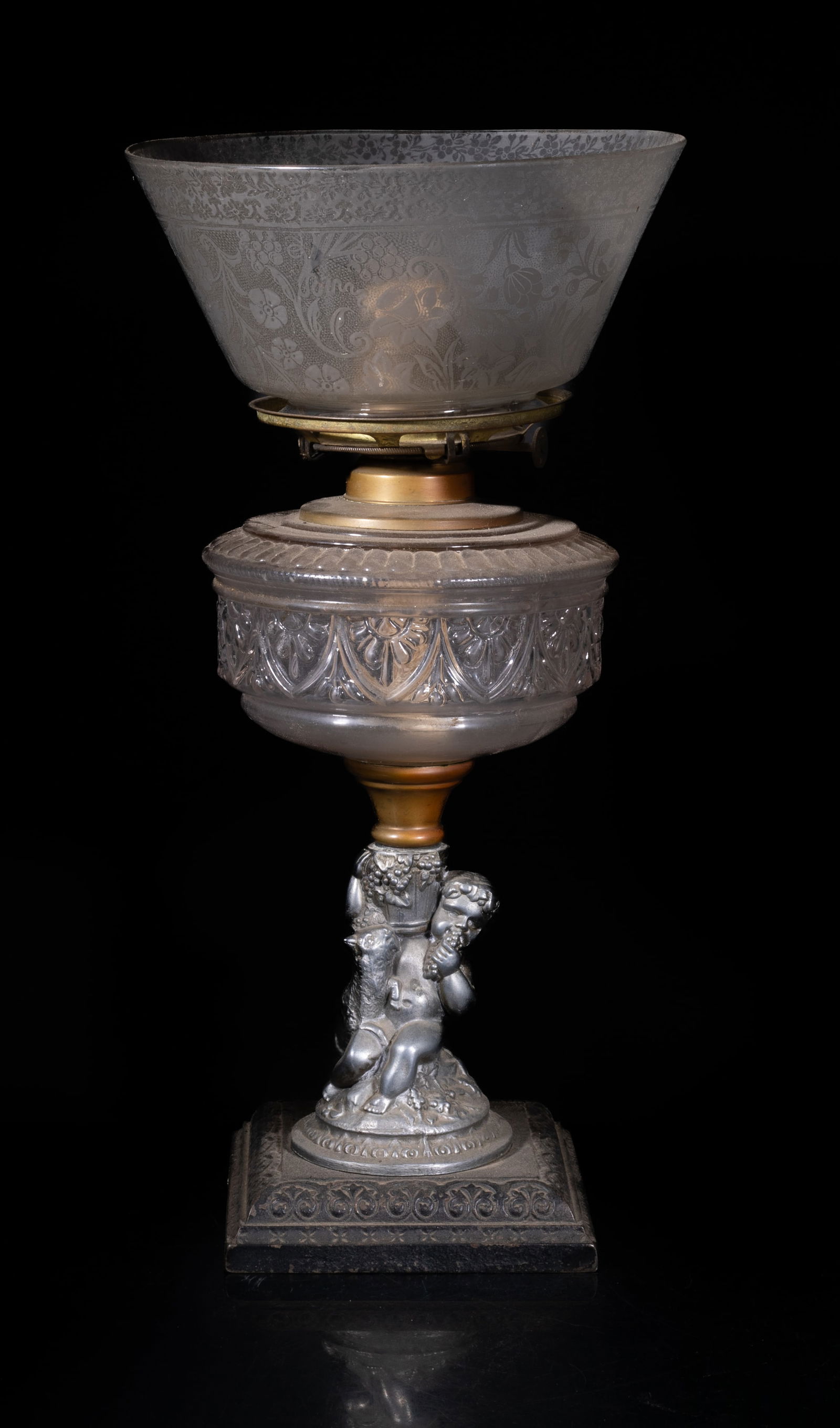 Tall Early 1900s Glass Oil Lamp (1 of 10)