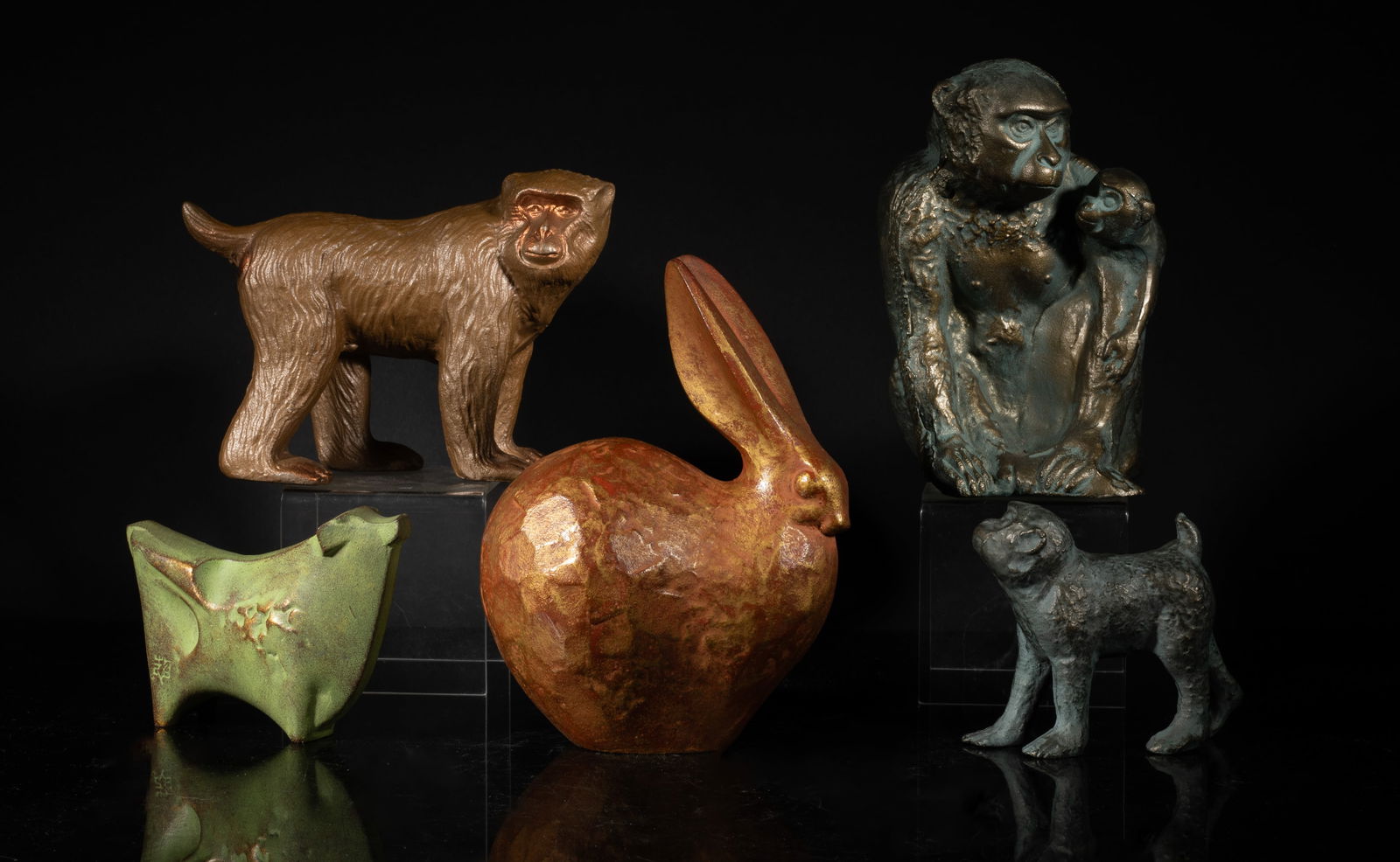 Set Vintage Studio Art Bronze/ Metal Sculptures (1 of 13)