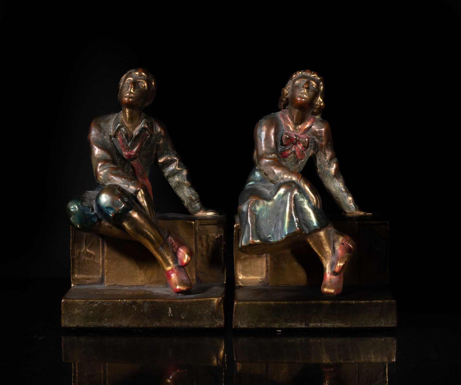 Antique 1900-20s Gilt Bronze Sculptures Bookends (1 of 14)