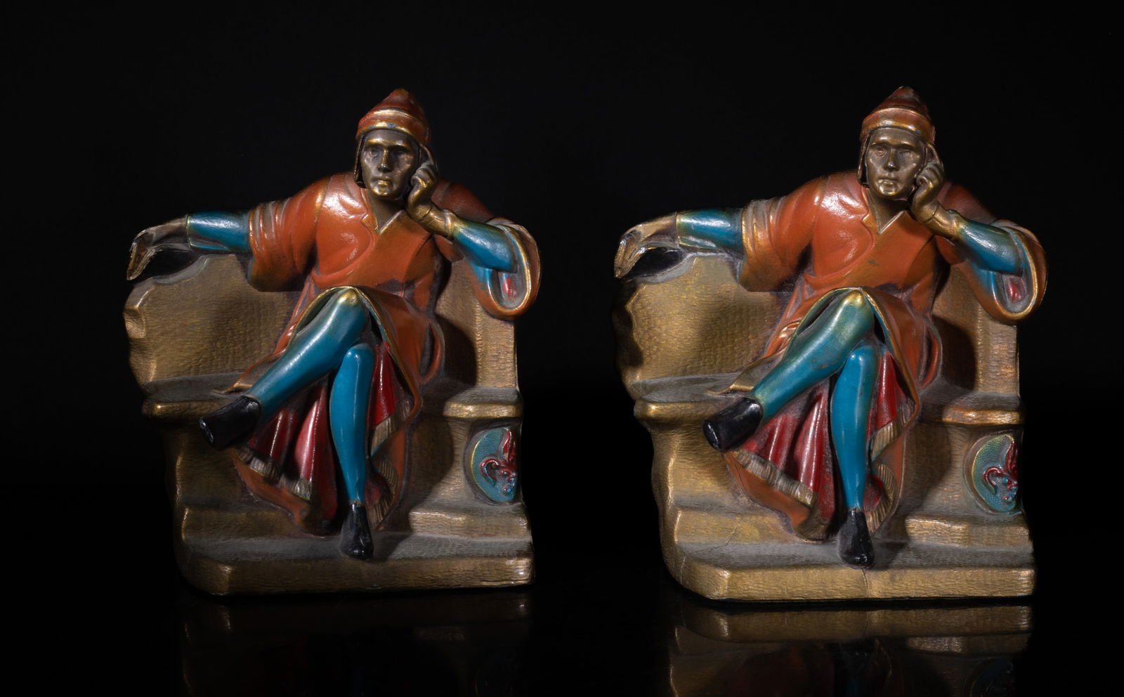 Two Heavy Early 1900s Painted Sculptures Bookends (1 of 12)