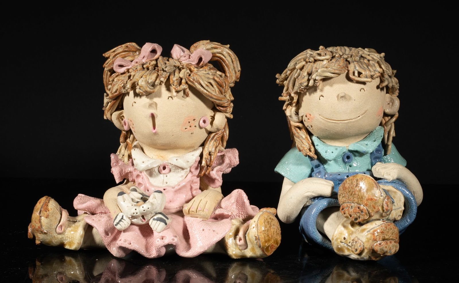 Two Vintage Folk Art Stoneware Sculptures (1 of 13)