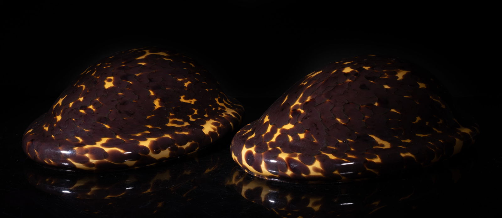 Estate Two Studio Art Glass Hanging Plaques: Two studio art glass room decor hanging plaques. Approx. 12*8.2*3.7 inch (each).