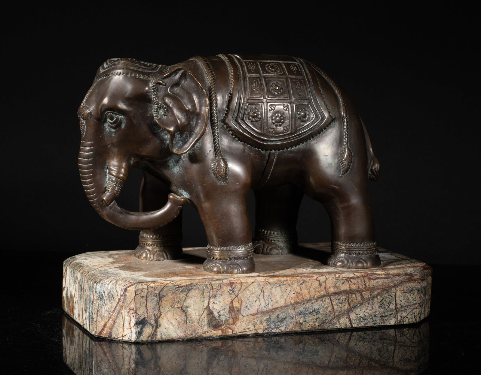 Vintage Bronze Sculpture on Marble Elephant (1 of 11)