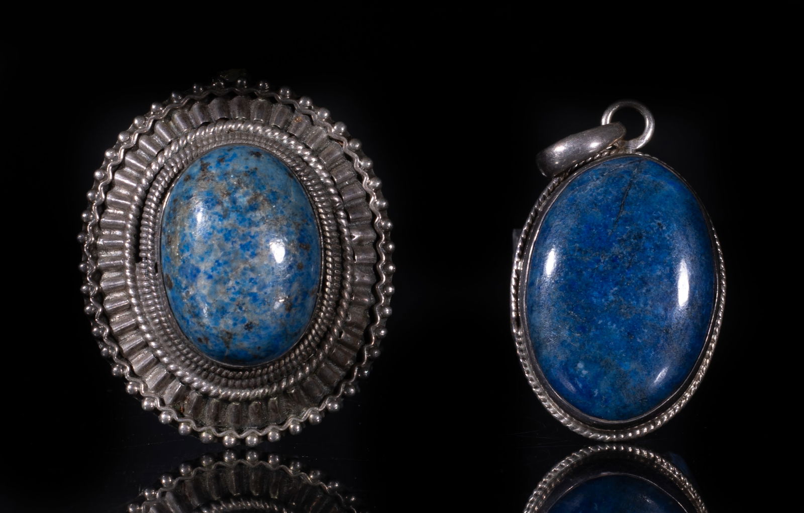 Two Rich Blue Lapis, Sterling Silver Pendants (1 of 11)