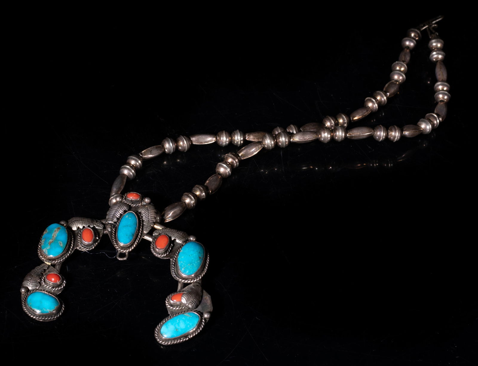 American Indian Sterling Silver&Turquoise Necklace (1 of 13)