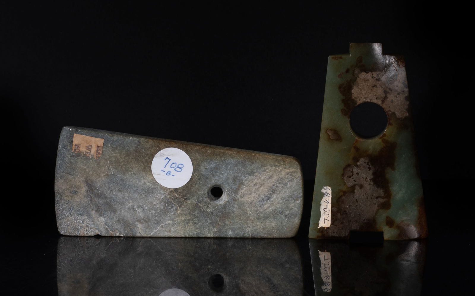 Two Chinese Jade/ Stone Carved Pendants of Axe (1 of 10)