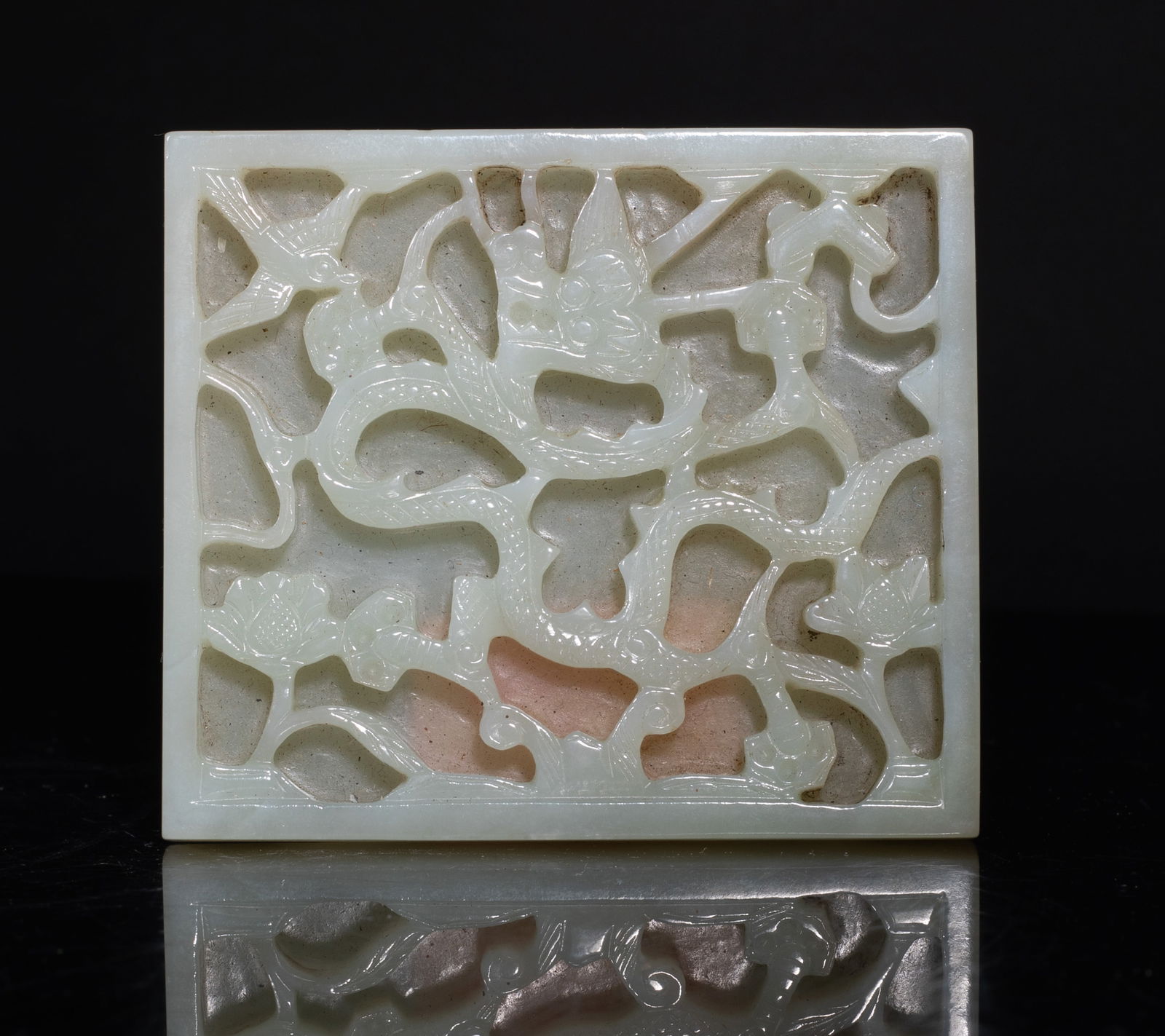 Estate Chinese Jade Carved Dragon Plaque (1 of 10)