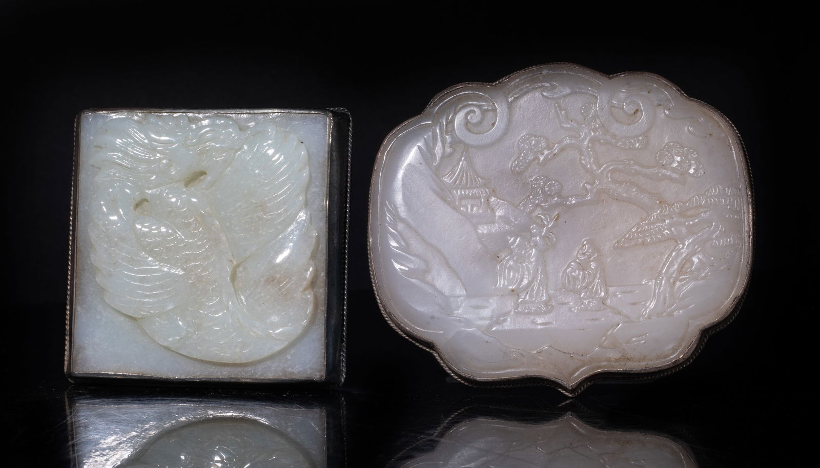 Two Chinese Sterling Silver & Jade Belt Buckles (1 of 12)