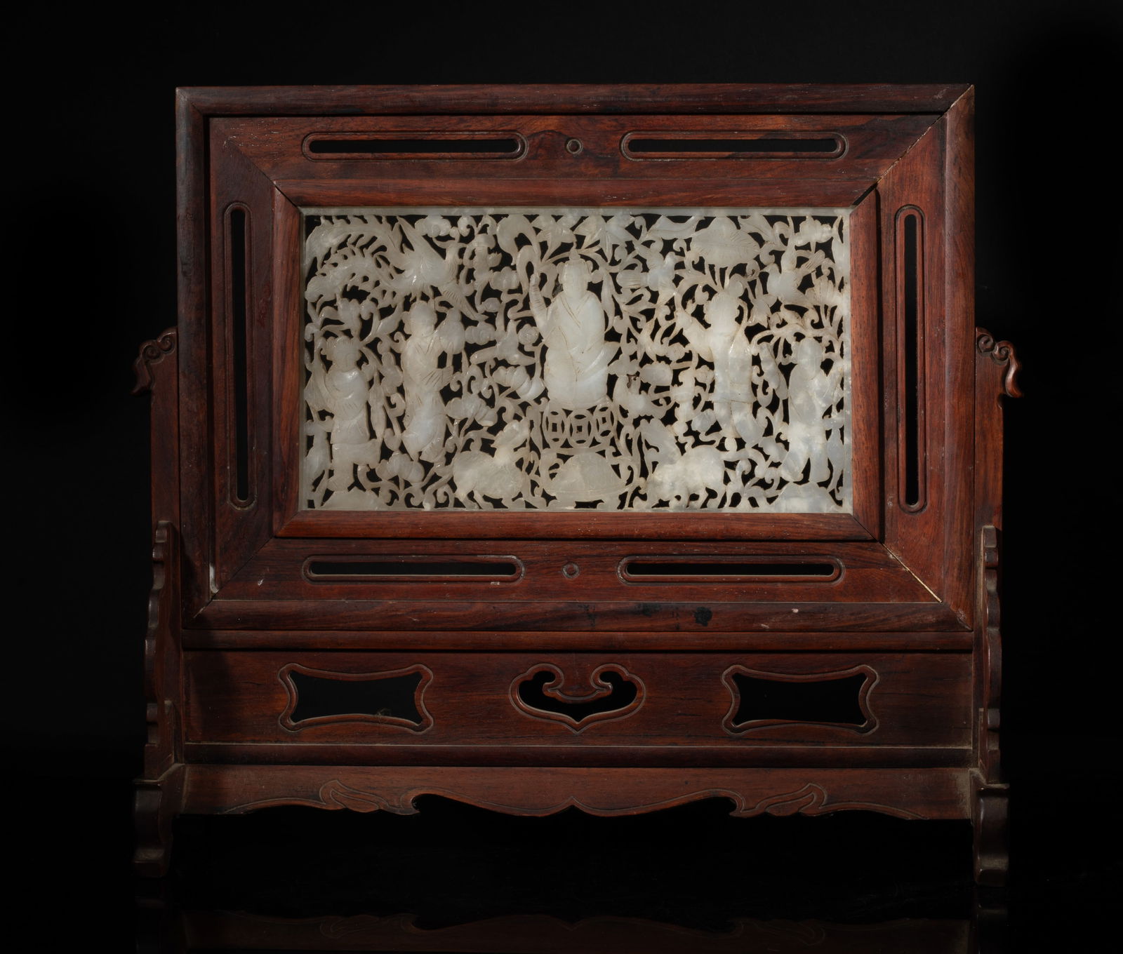 Rare Chinese Large Jade & Wood Table Screen (1 of 13)