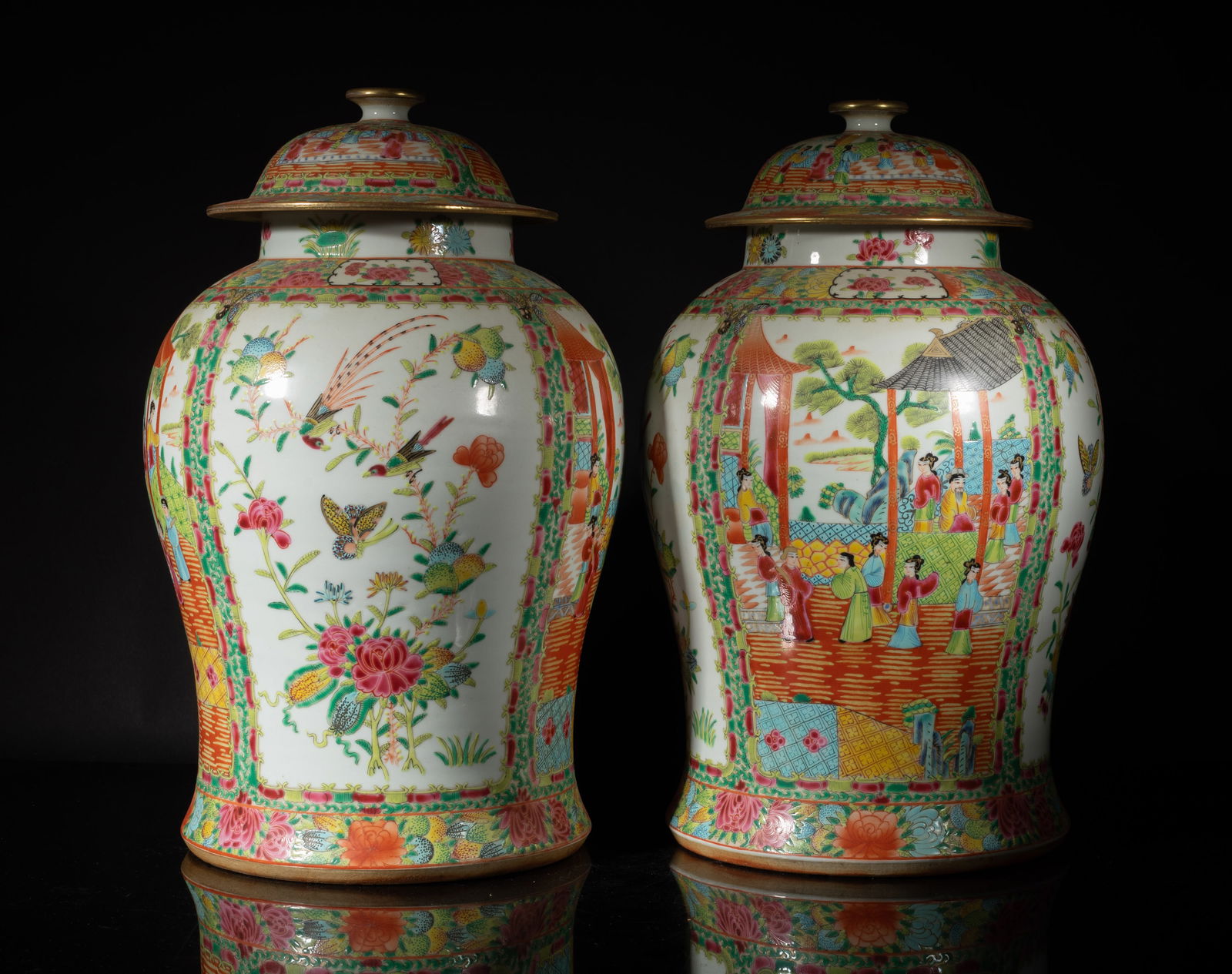 Pair Chinese Large Famille Rose Porcelain Jars (1 of 14)