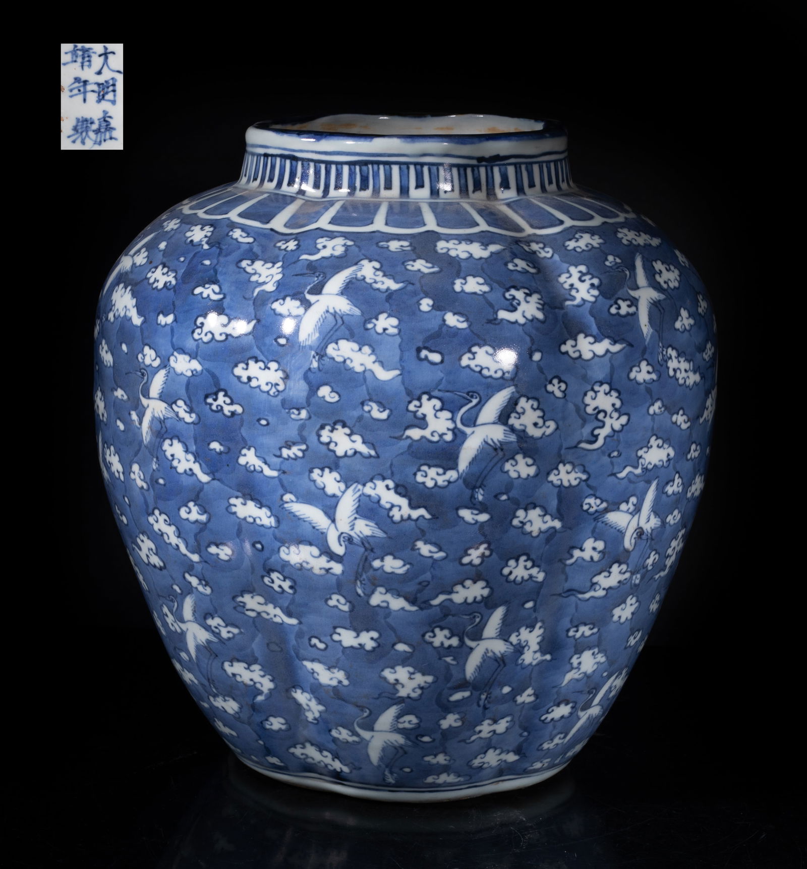 Large Chinese Blue & White Porcelain Jar (1 of 8)
