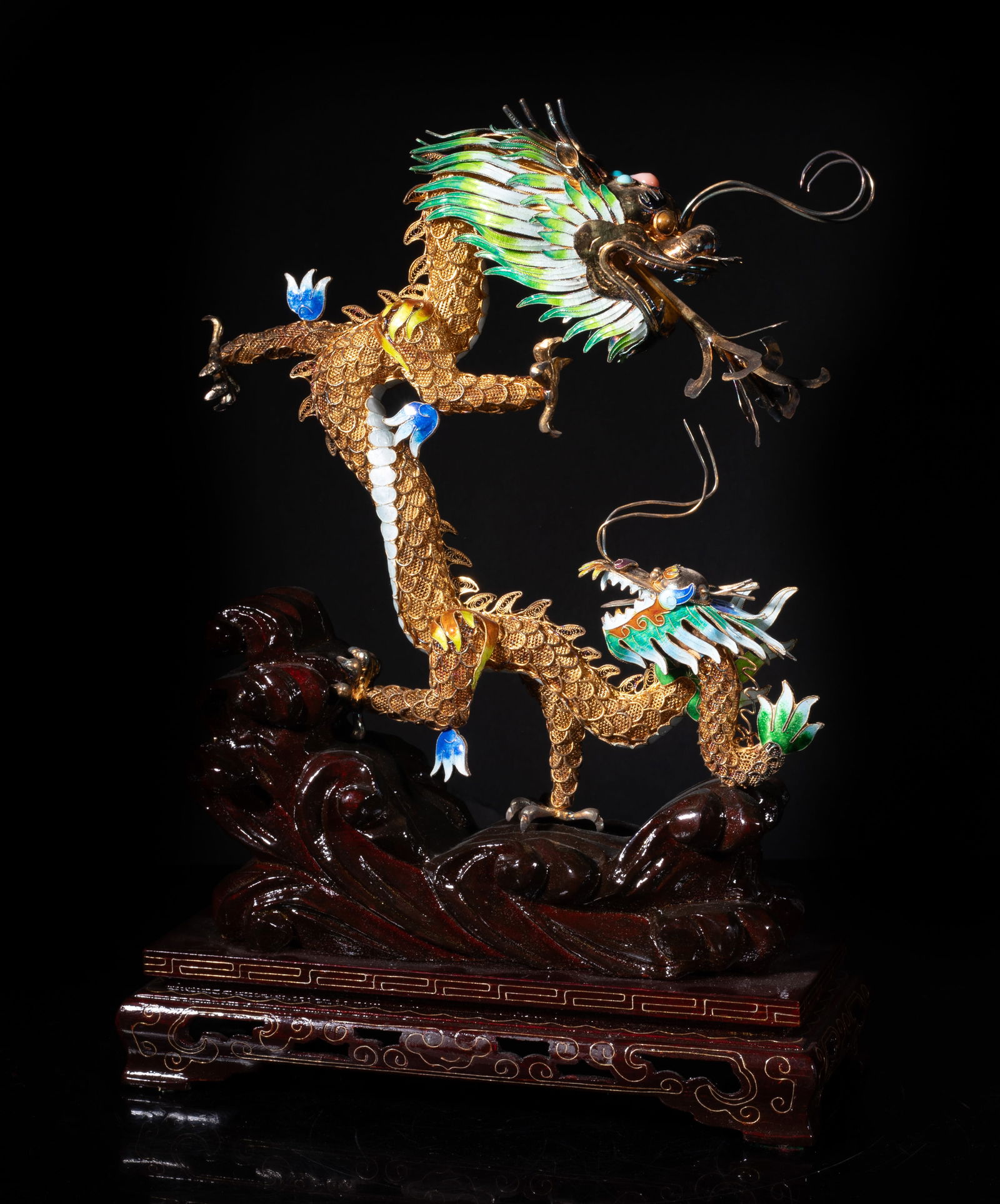 Large Chinese Gold on Sterling Silver Sculpture (1 of 14)