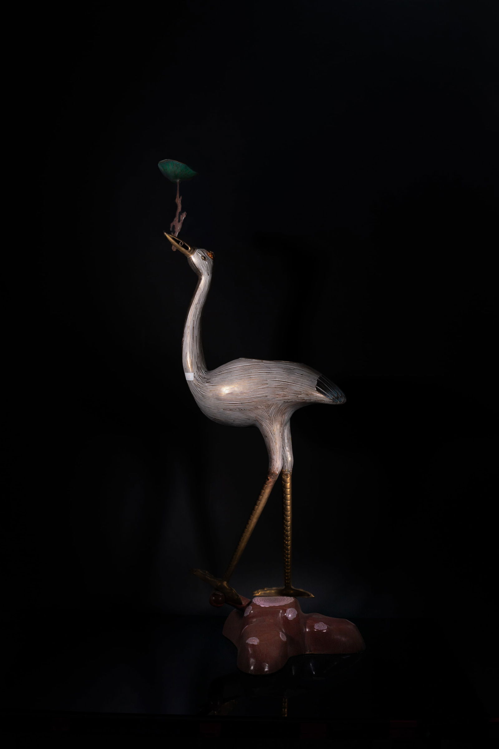 Tall Chinese Cloisonne Crane Candlestick (1 of 11)