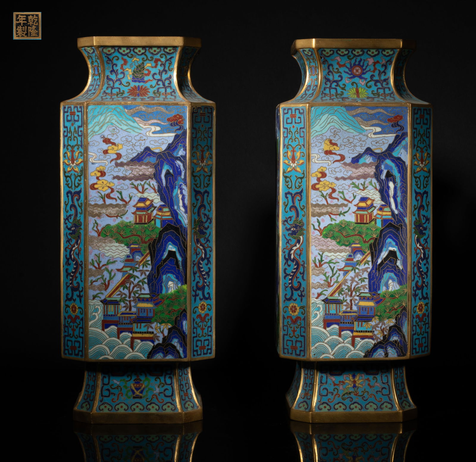 Pair Tall Chinese Cloisonne Vases (1 of 17)