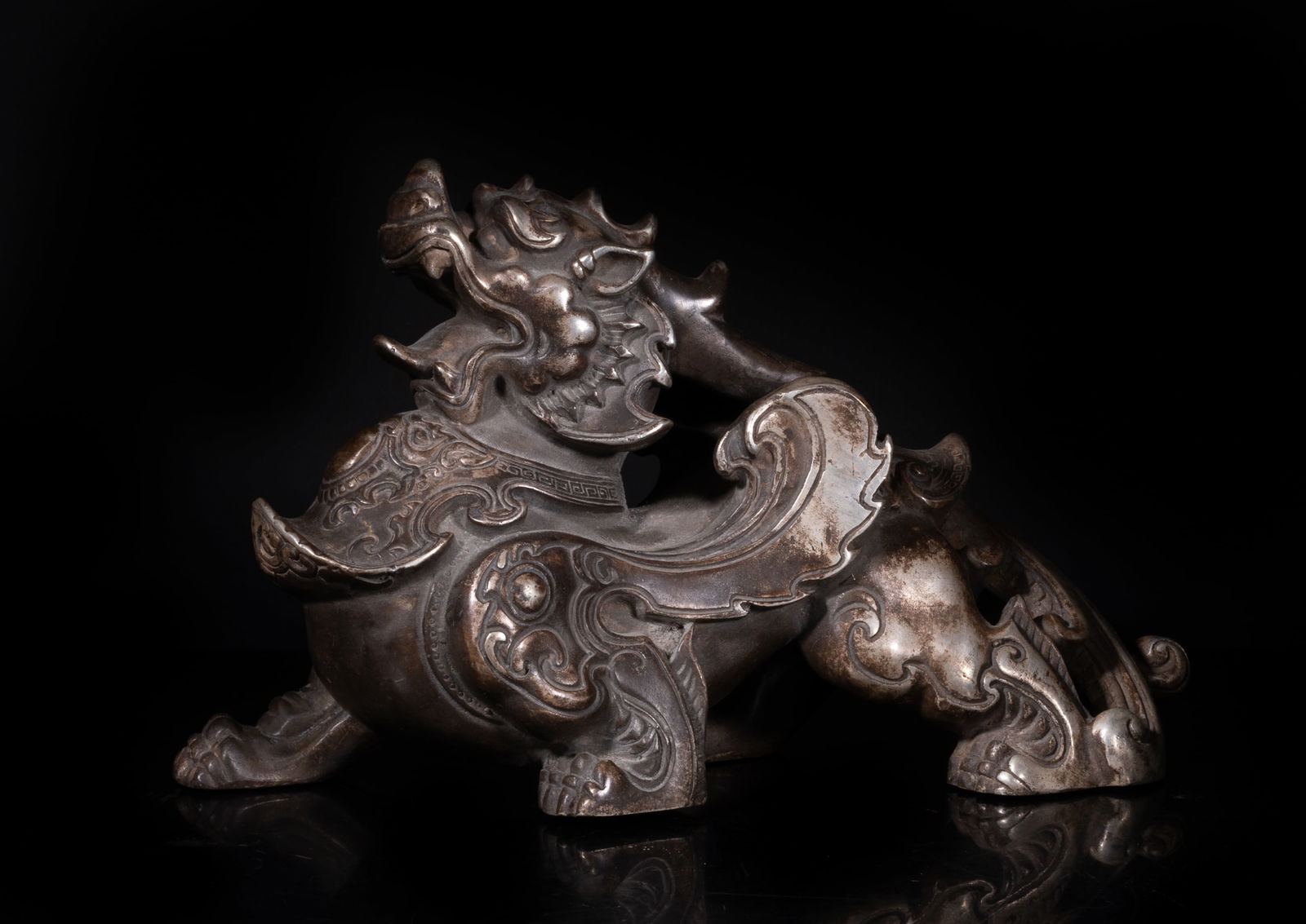 Large Chinese Silver Plated Beast Sculpture (1 of 12)