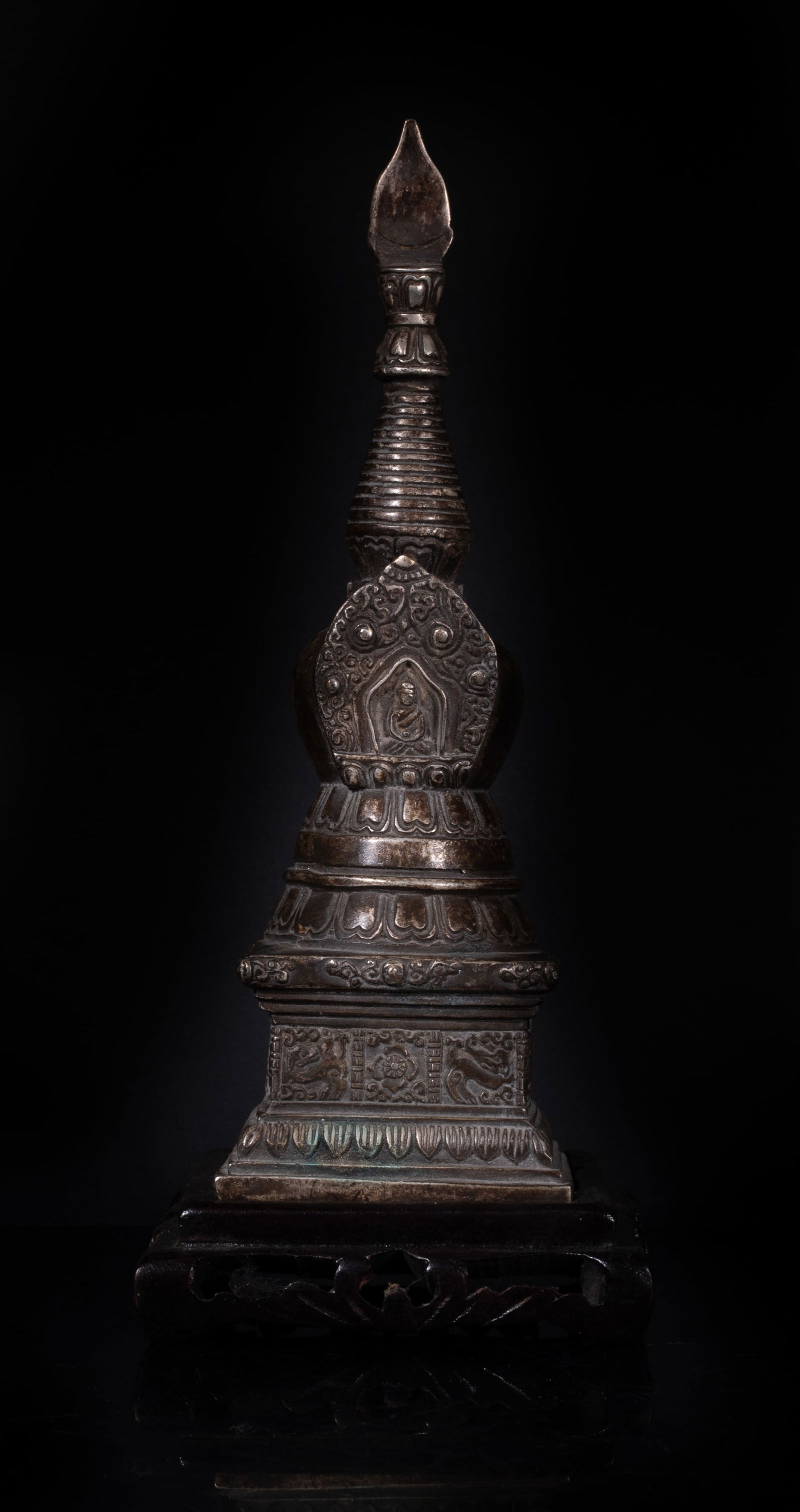 Chinese Sino-Tibetan Sculpture on Wood Base (1 of 12)