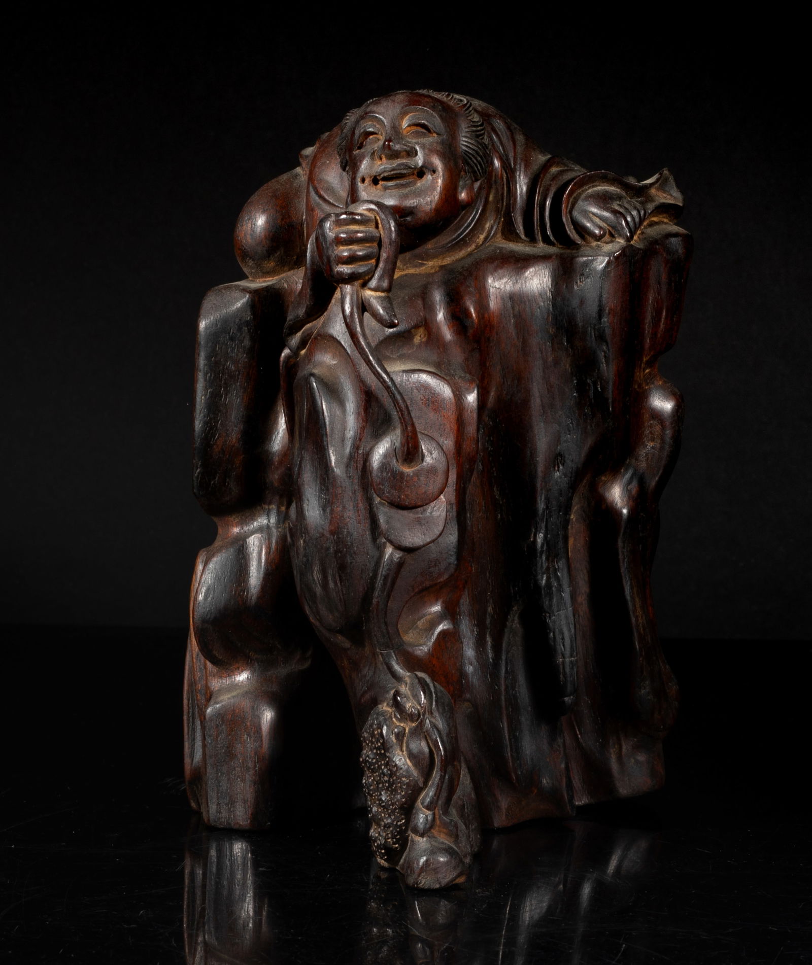 Chinese Zitan Wood Sculpture of Liuhai (1 of 12)