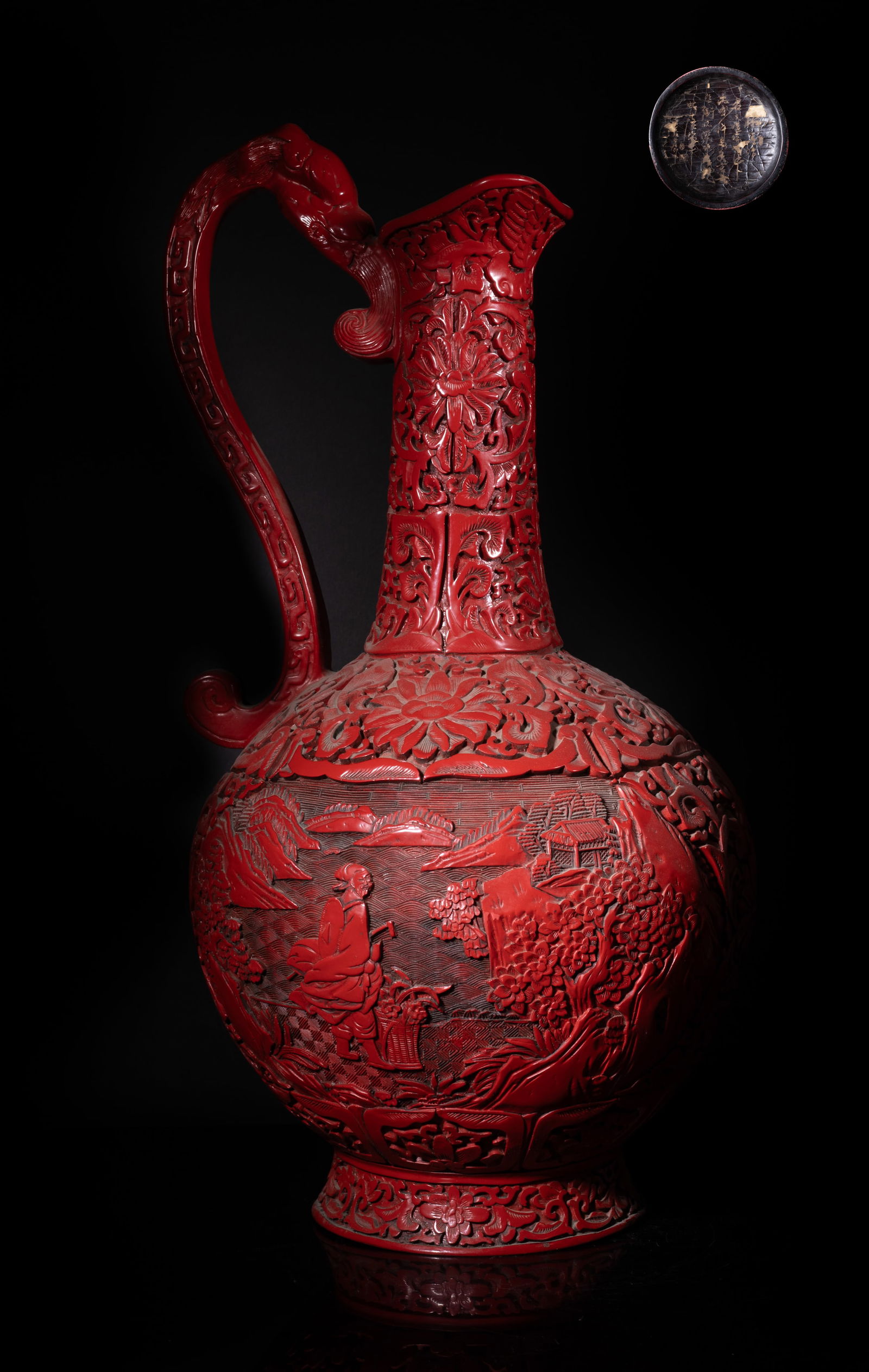 Tall Chinese Export Cinnabar Vase (1 of 18)