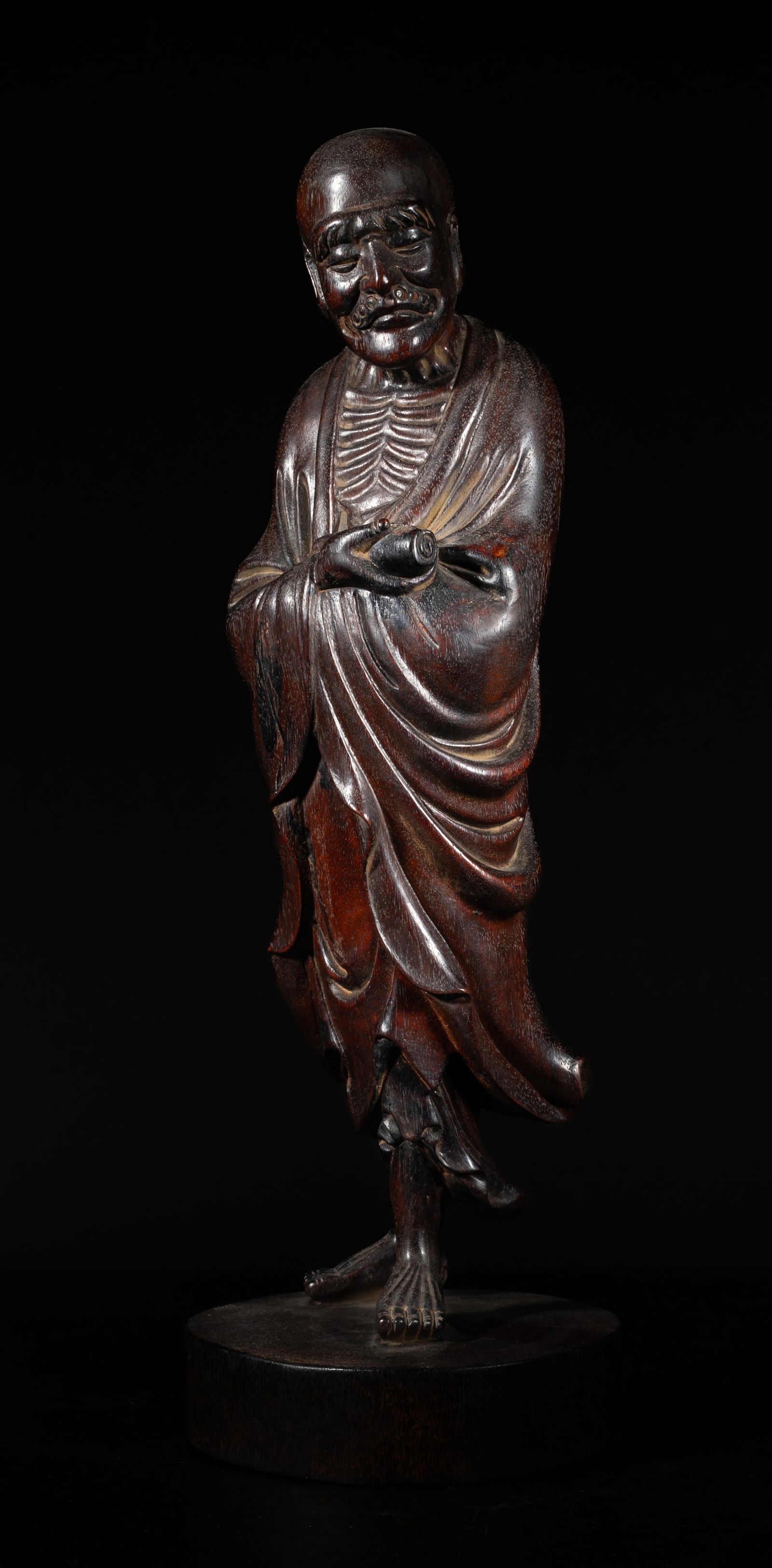 Chinese Zitan Like Wood Sculpture of Luohan (1 of 14)