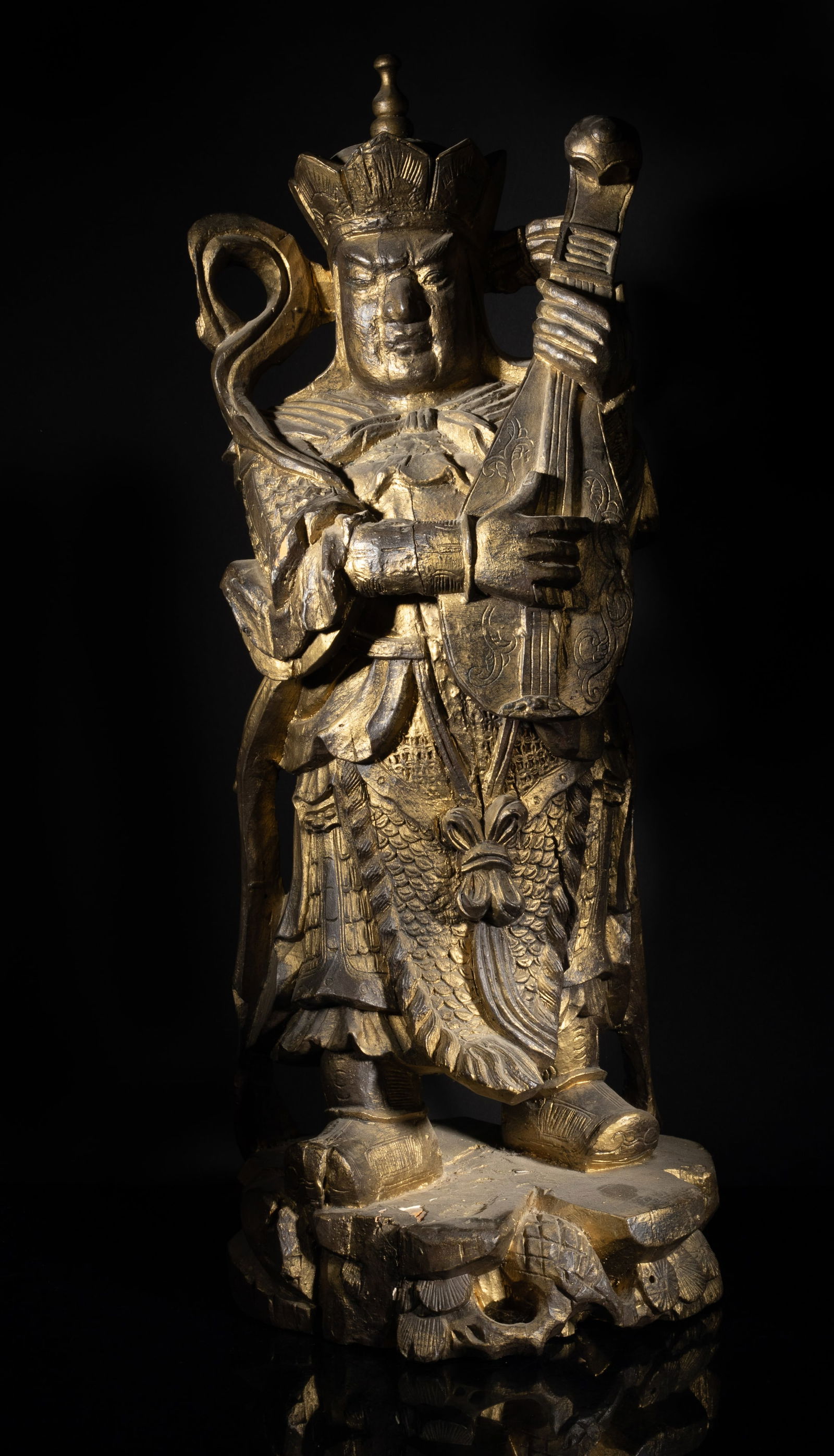 Tall Chinese Temple Used Painted Wood Sculpture (1 of 17)