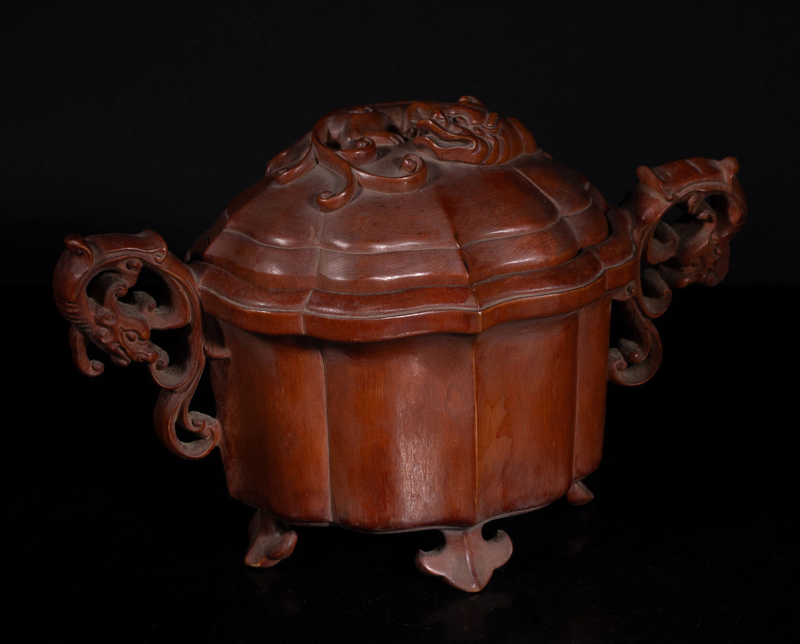 Estate Chinese Wood Carved Covered Censer (1 of 12)
