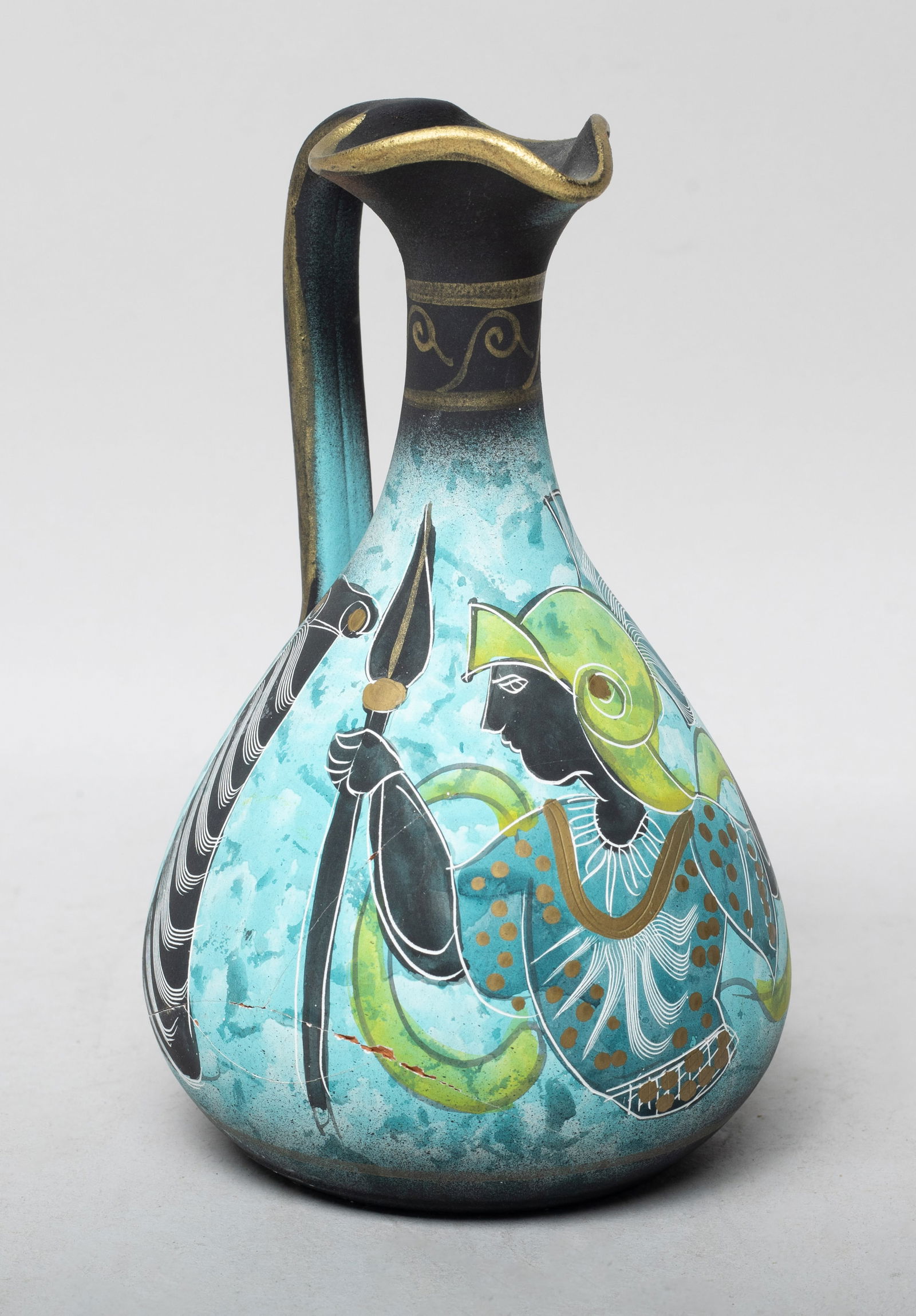 Greece Vintage Hand Painted Clay Pptcher (1 of 9)