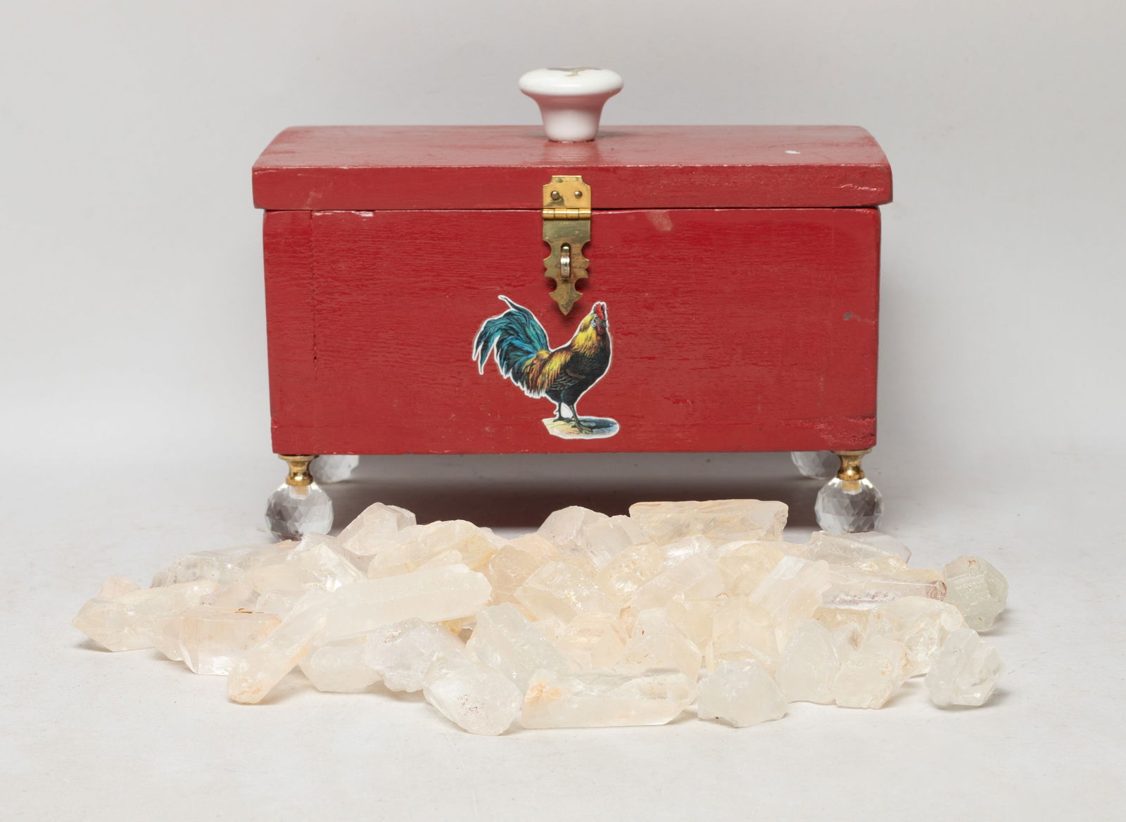 Large Box of Clear Crystal Nuggets: Large collection of clear crystal nuggets, with box. Size varies.