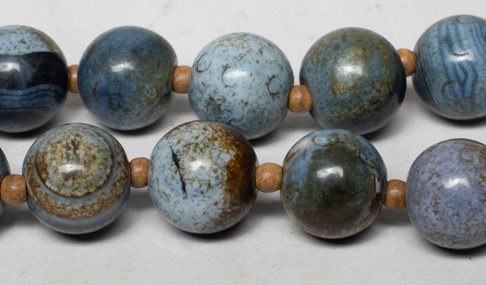 Chinese Agate, Jade Prayer Beads - 14