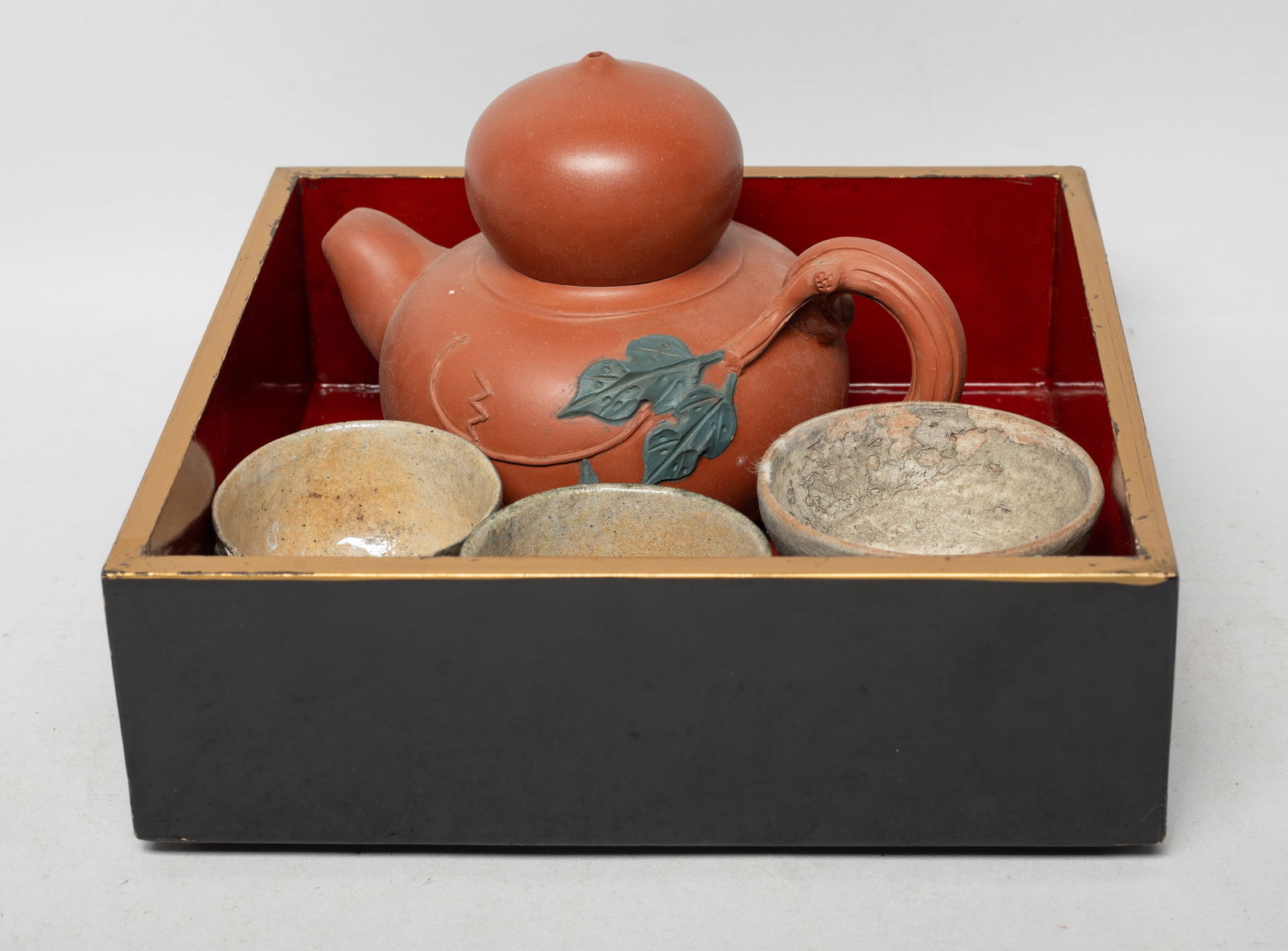 Set Chinese Zisha Tea Pot, Stoneware Cups (1 of 11)