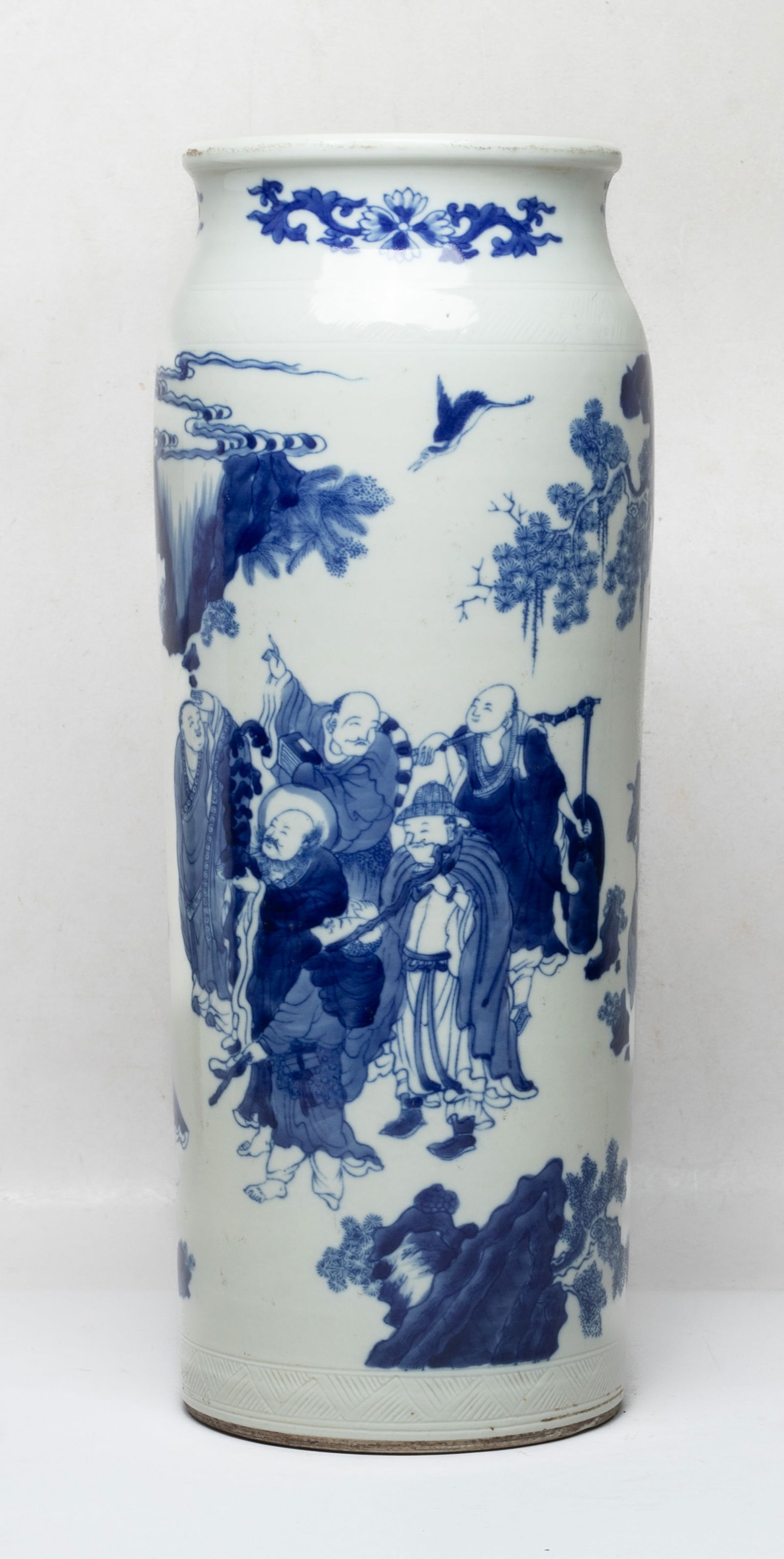 Tall Chinese Export Blue & White Porcelain Vase (1 of 13)