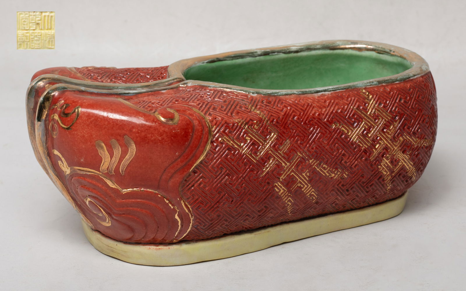 Rare Chinese Molded Porcelain Brush Washer (1 of 10)