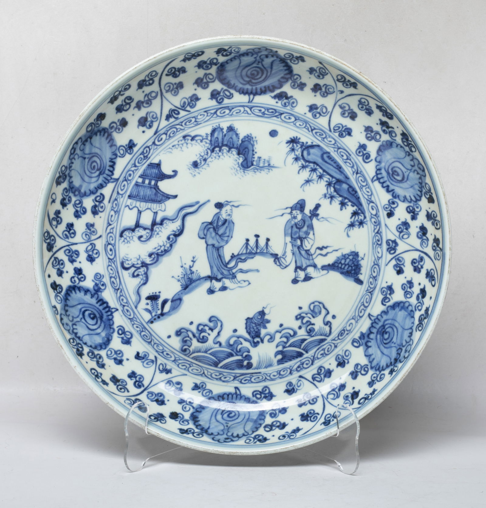 Large Chinese Blue & White Porcelain Plate (1 of 13)