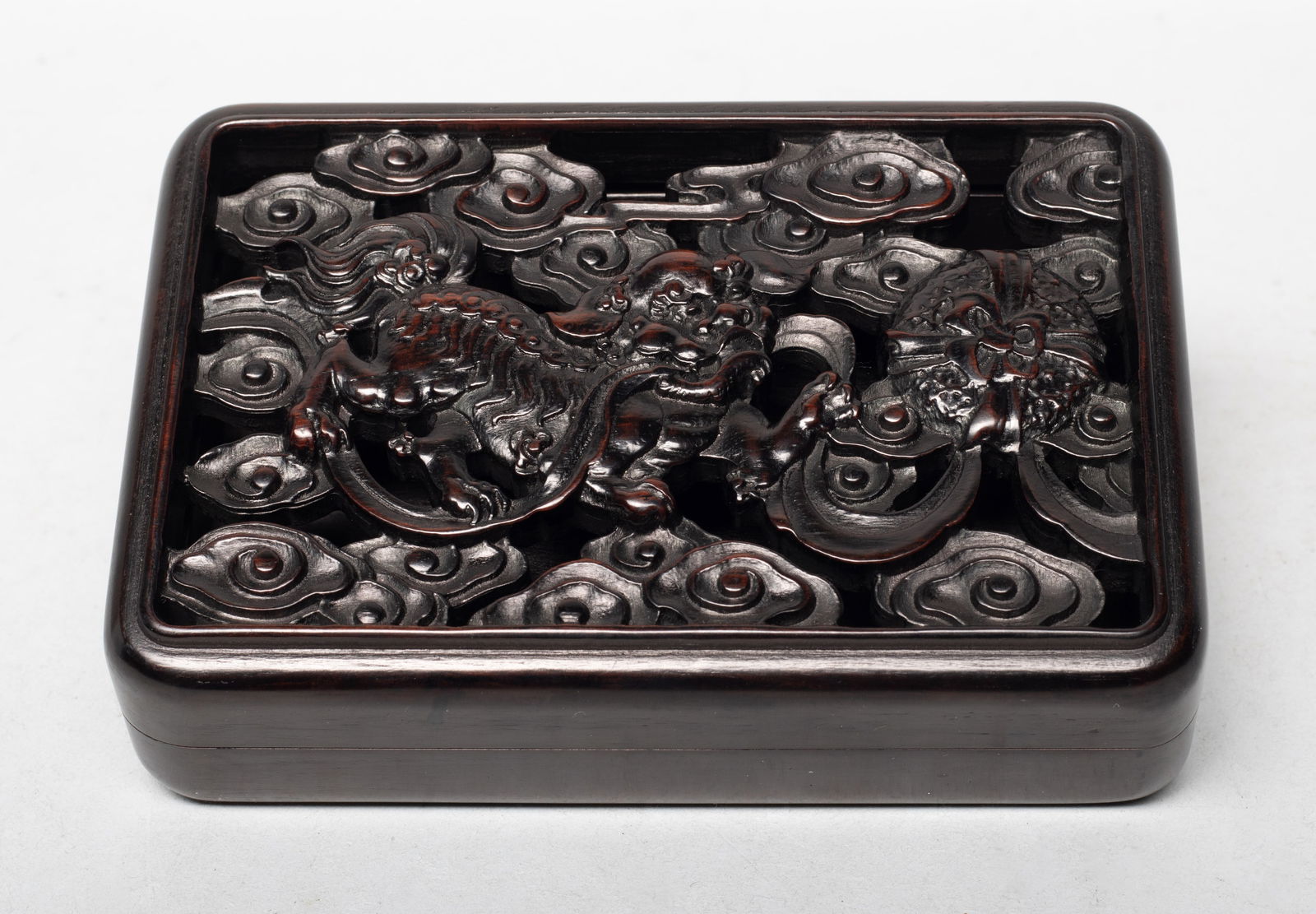 Estate Chinese Wood Carved Box (1 of 9)