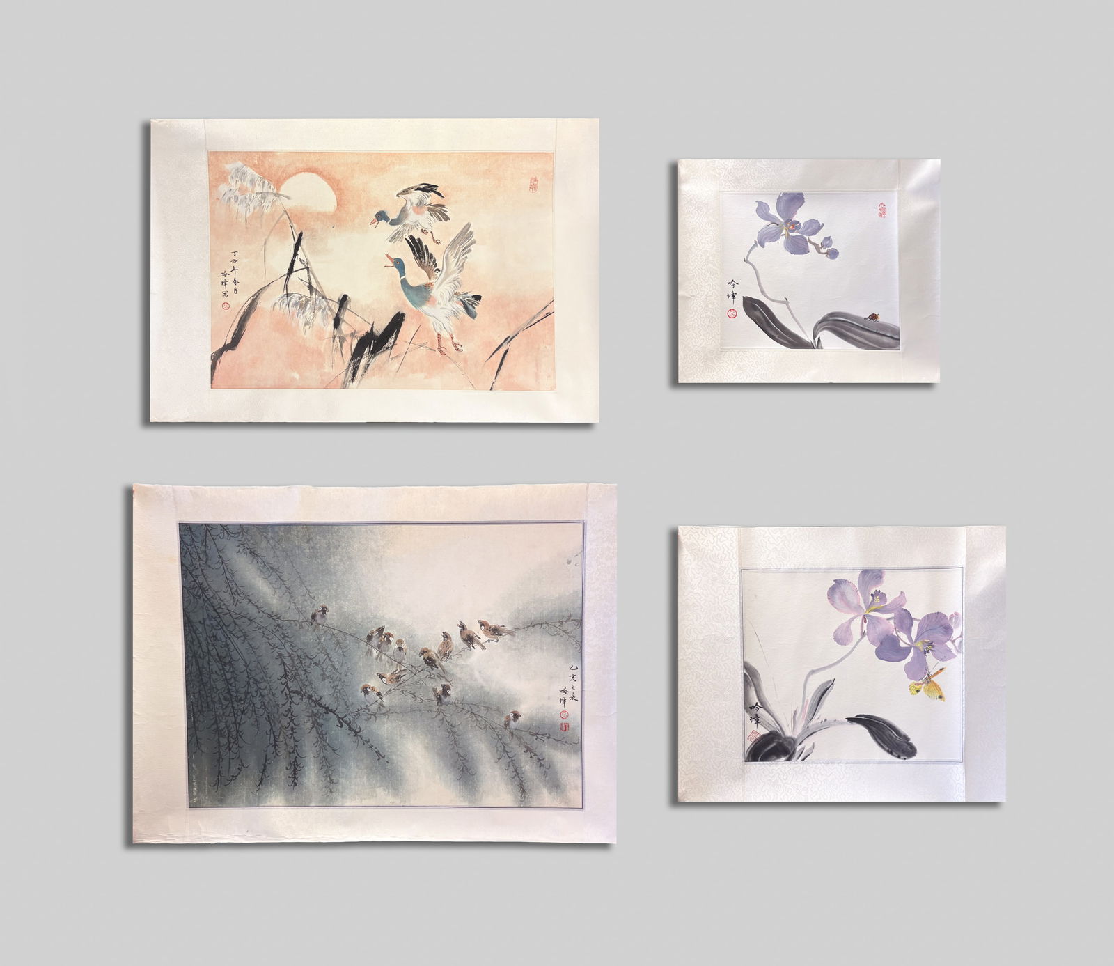 Set Vintage Chinese Water Color Paintings (1 of 18)