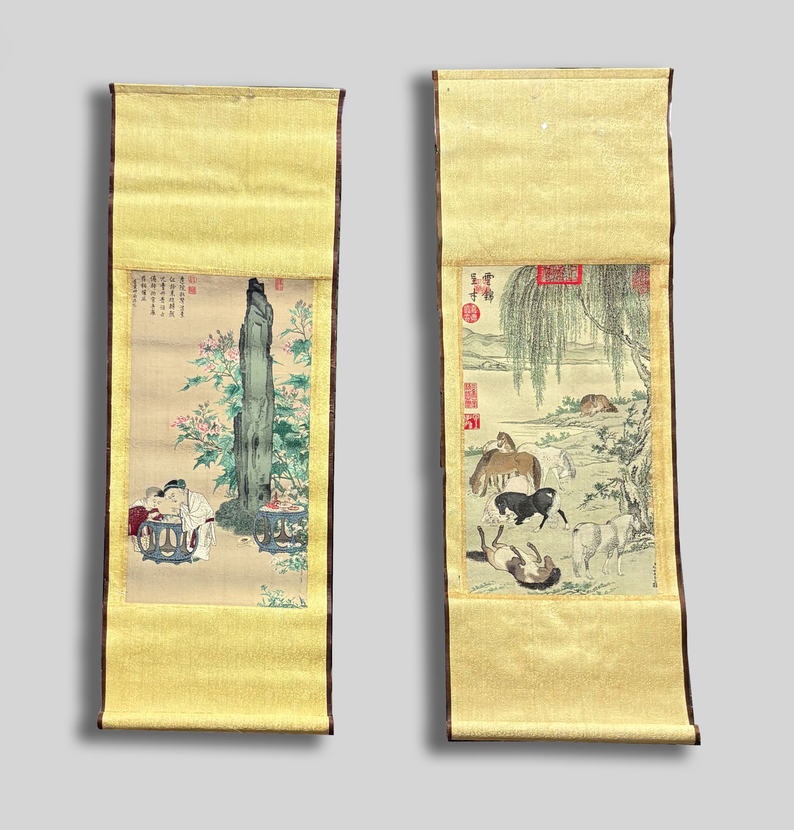 Two Chinese Embroidery Wall Hangings (1 of 8)