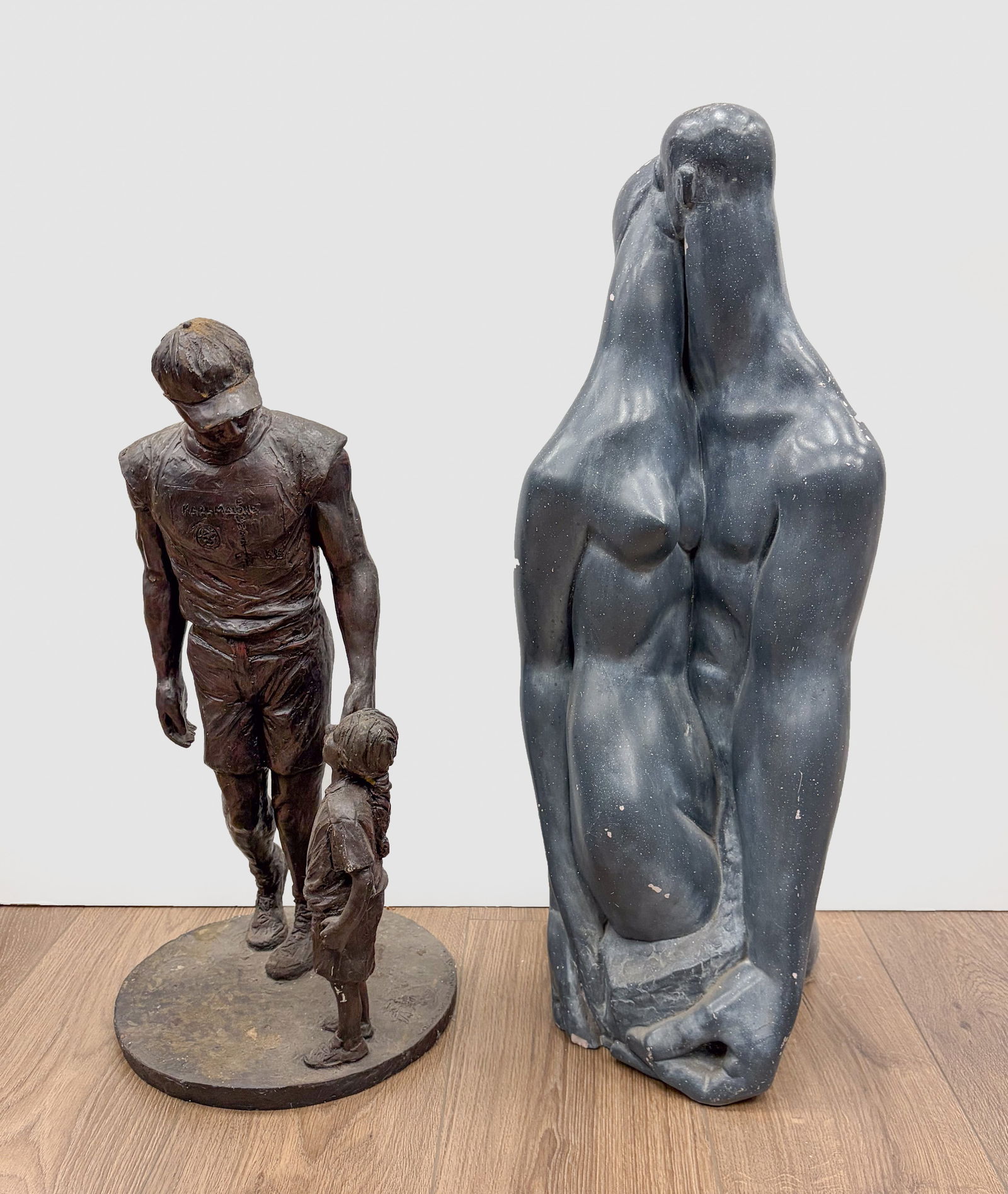 Two Tall Vintage House Decor Sculptures: Two large room decor figurine sculptures. Approx. 27.5*11.7*7.5 inch (larger).