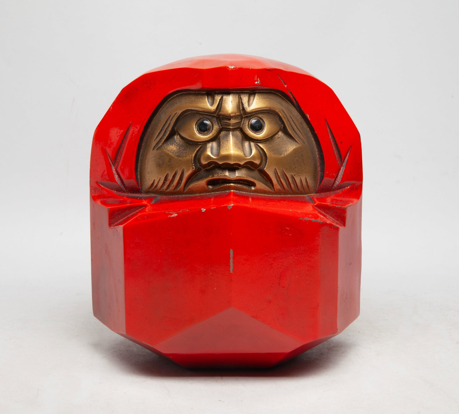 Large Vintage Japanese Painted Metal Daruma Statue: Large heavy Japanese painted metal sculpture. Approx. 8.5*7.7*6.2 inch.
