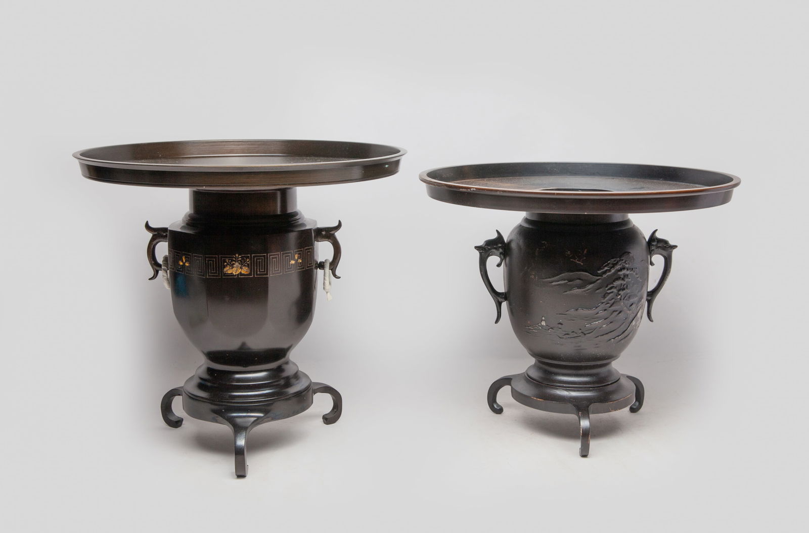 Two Vintage Japanese Bronze Vases: Two vintage large Japanese bronze vases. Approx. 11.7*11 inch (larger).