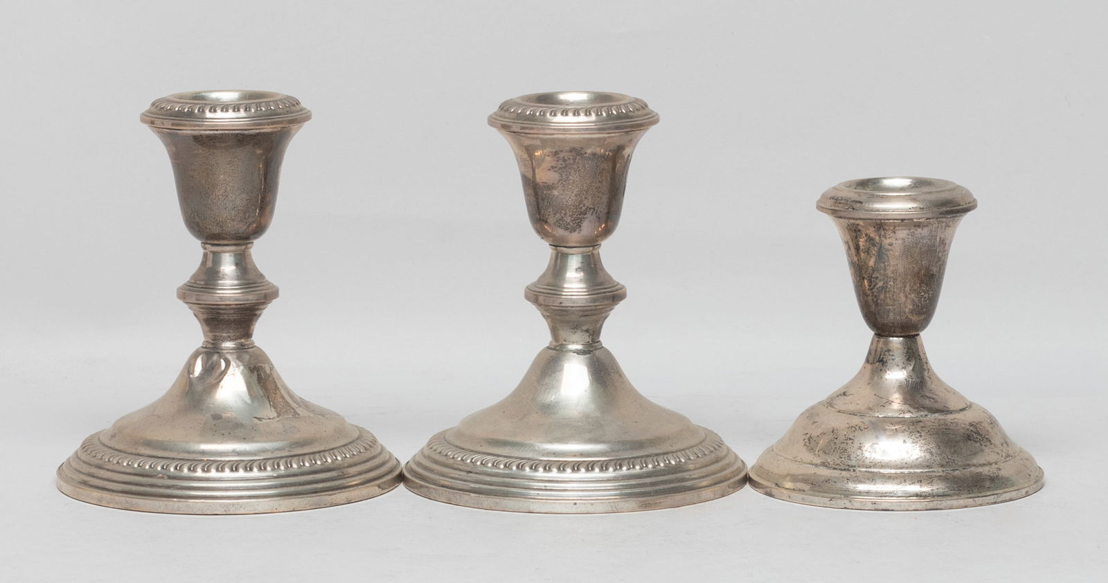 Set Sterling Silver Candlesticks - 3