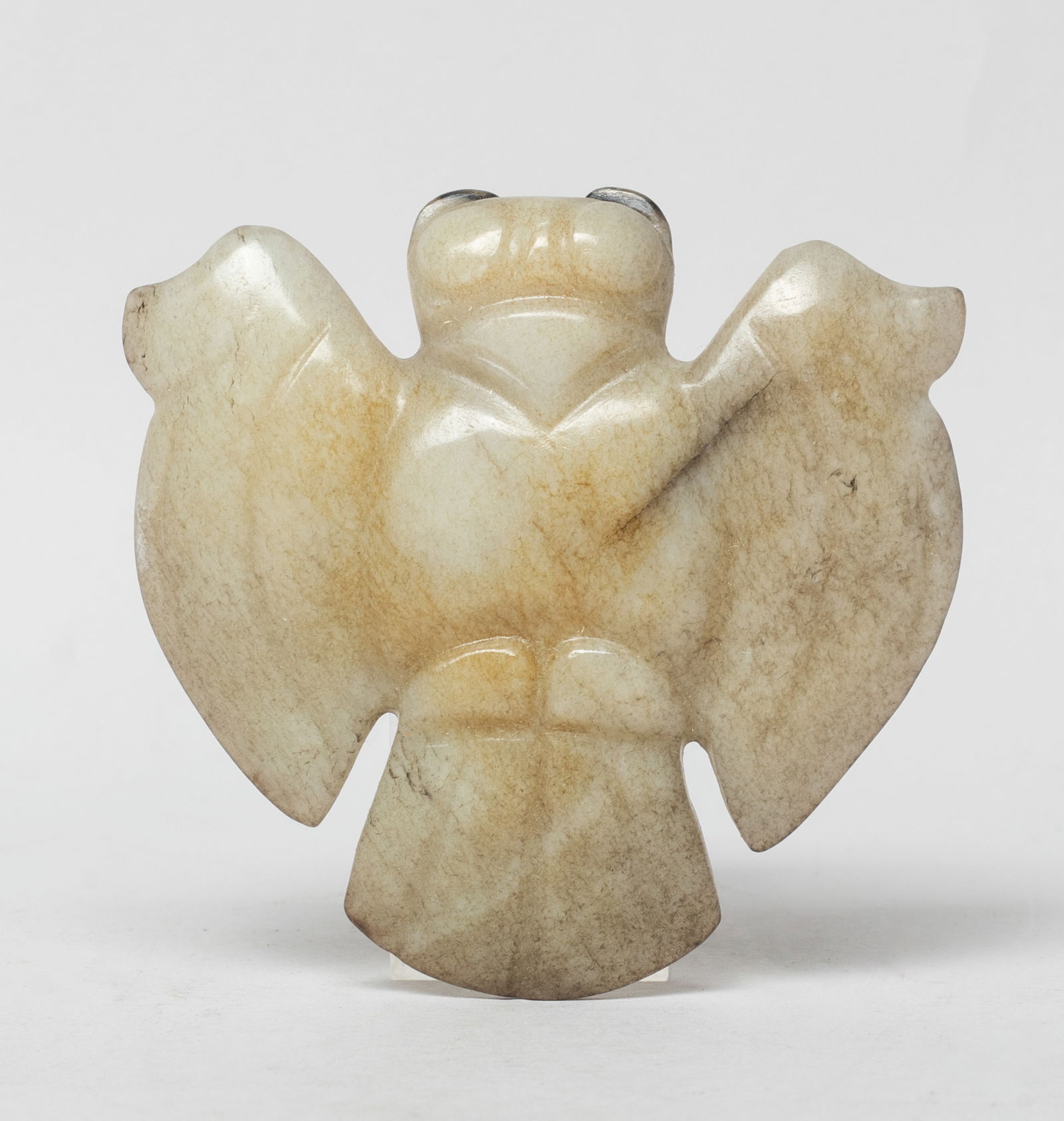 Chinese Russet Jade Carved Bird Pendant: Chinese russet jade pendant carved of stylized bird form. Approx. 2.8*2.7 inch.