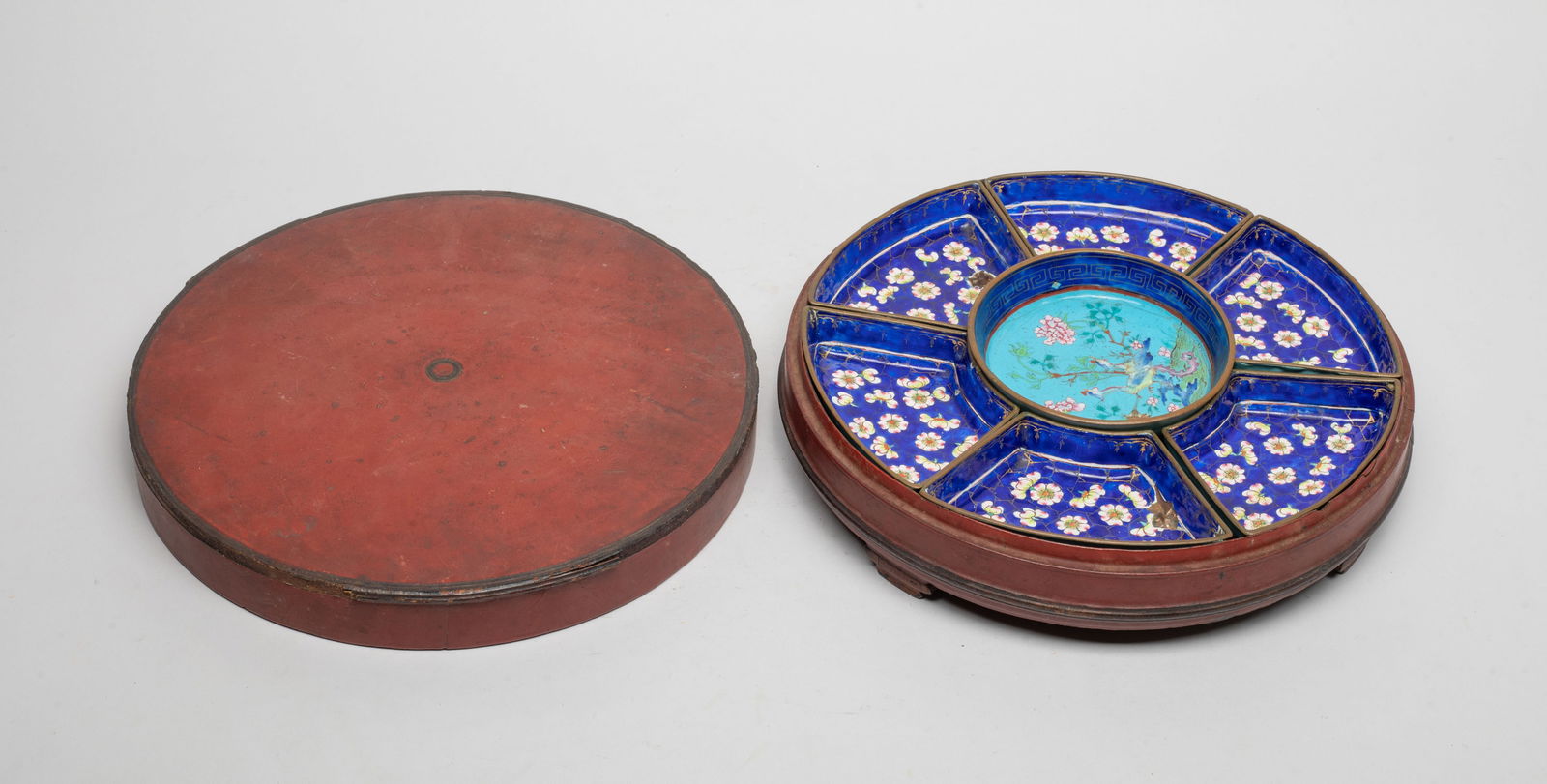 Estate Box of Chinese Enameled on Brass Plates (1 of 11)