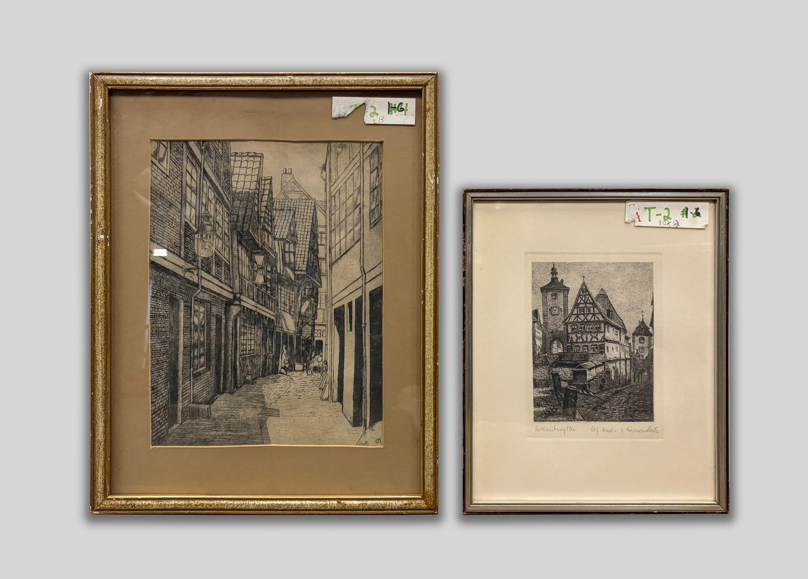 Estate Two Signed House Decor Wall Hangings: Two signed house wall hanging decors, framed. Approx. 16.8*13 inch (larger frame size).