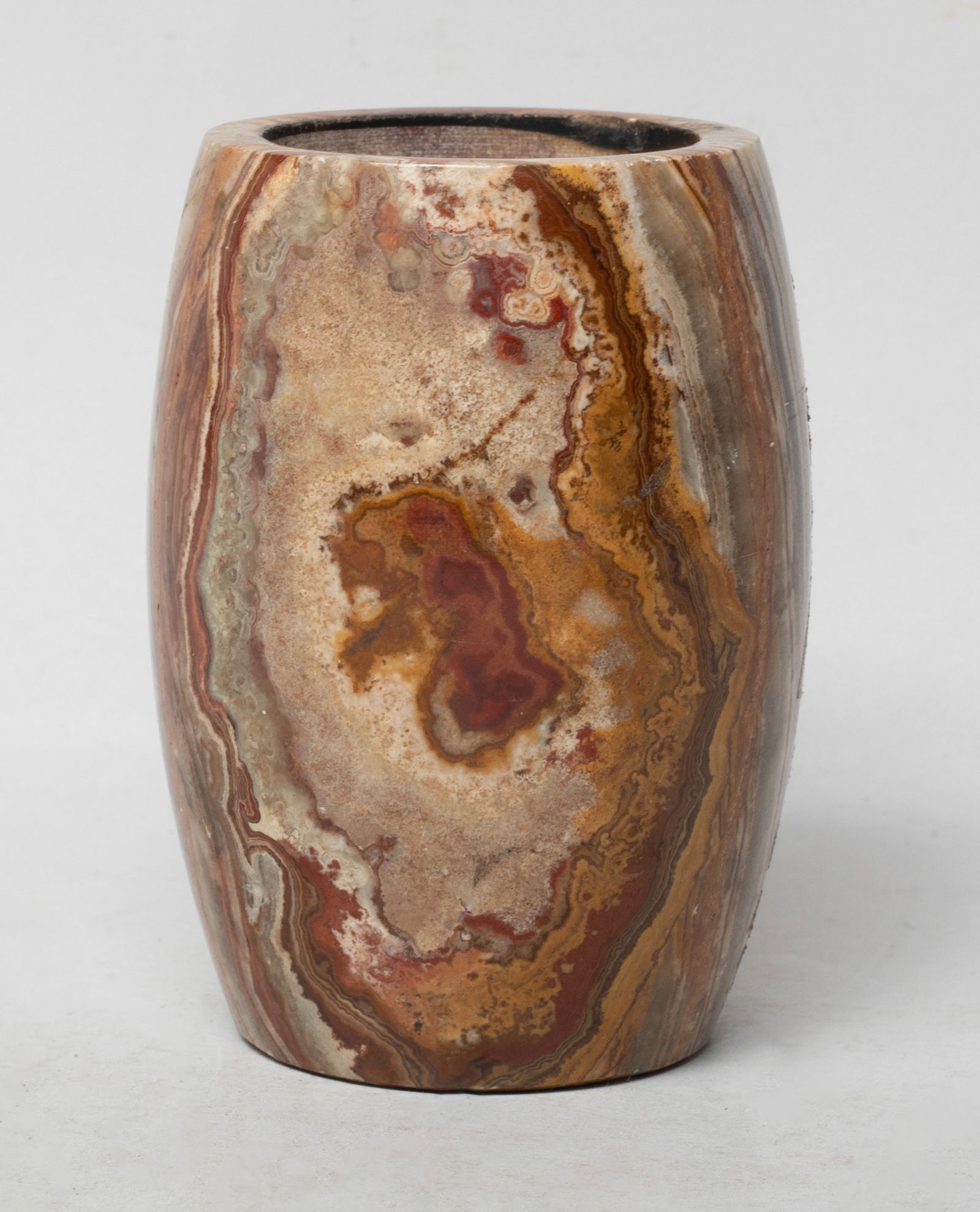 Vintage Jasper Carved Candlestick: Vintage jasper stone carved candlestick holder. Approx. 3.4*2.5 inch.