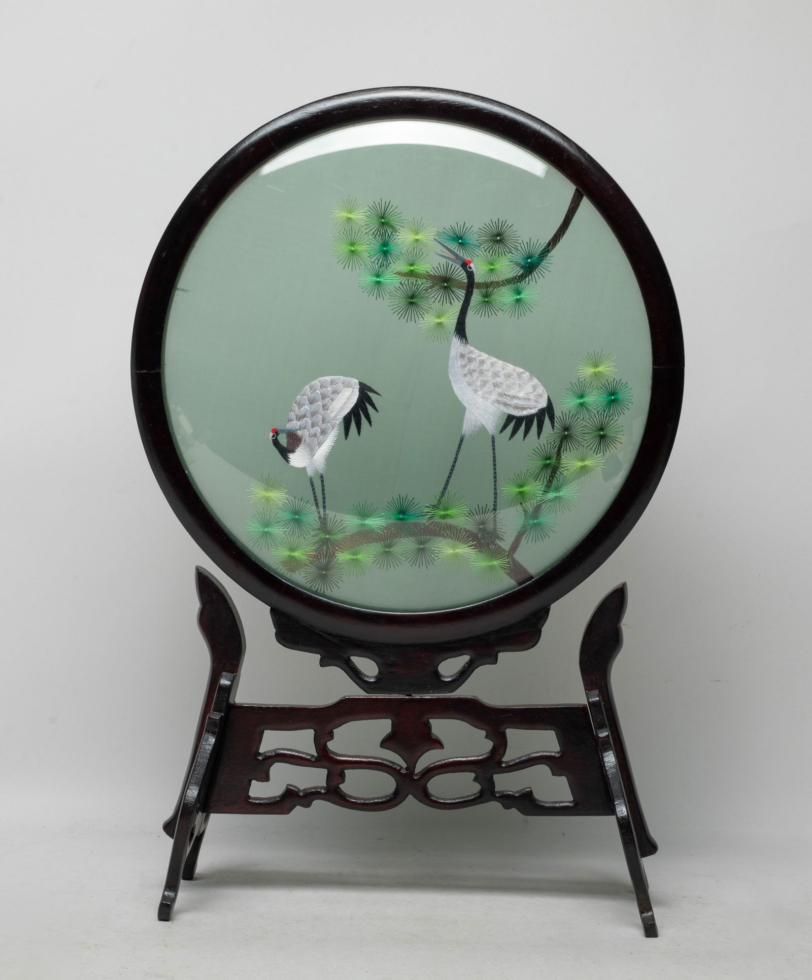 Vintage Chinese Wood & Embroidery Table Screen (1 of 11)